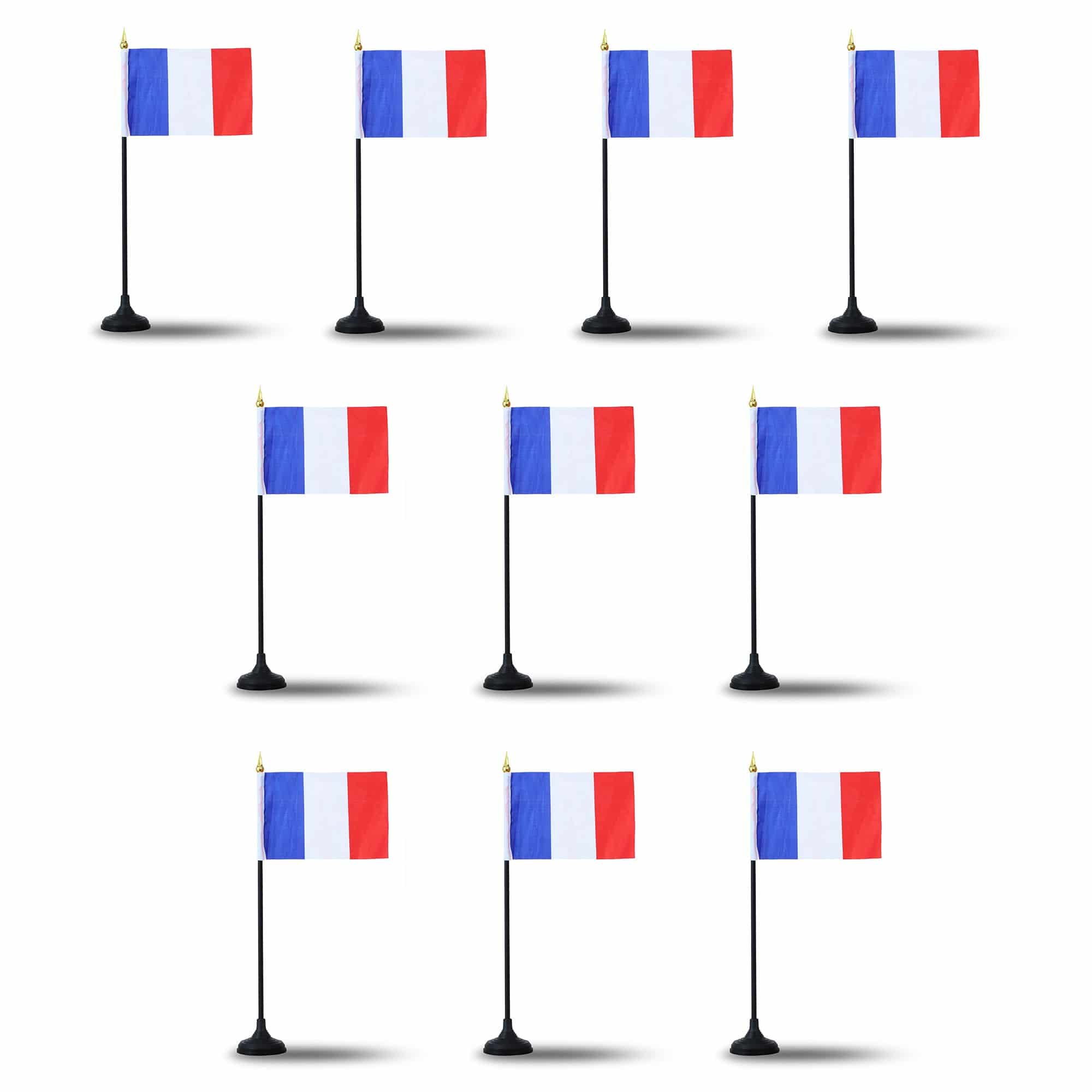 Mini Handfahnen mit Tischständer Fuß 10 Stück Set "Frankreich" France EM WM Flaggen Fanartikel