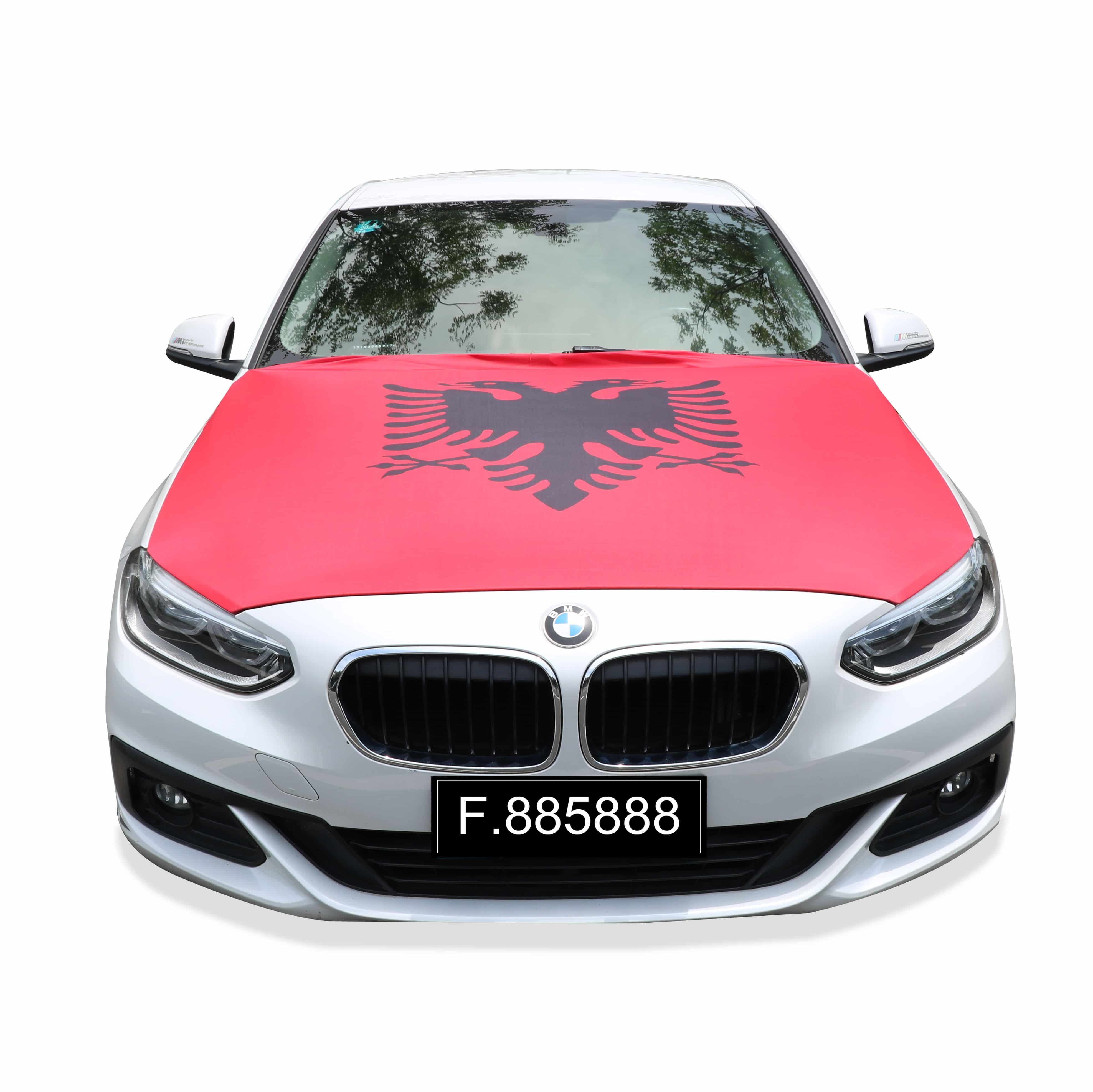EM Fußball "Albanien" Republik Albanien,Republika e Shqipërisë Motorhauben Überzieher Auto Flagge Fah