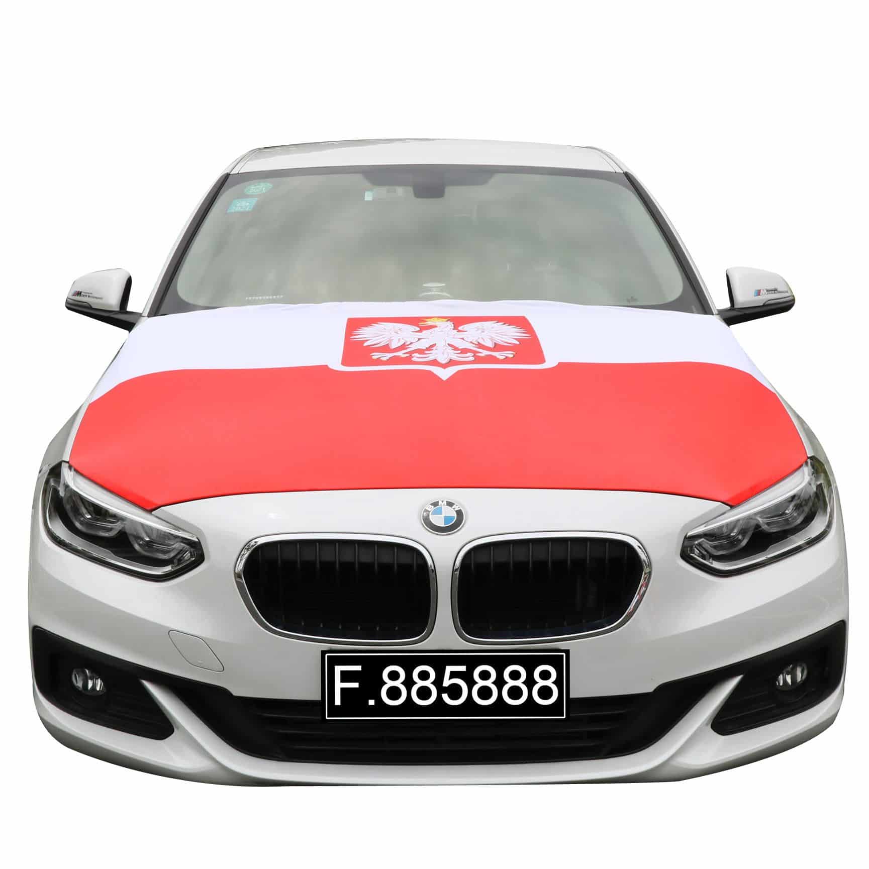 EM Fußball "Polen" Poland Polska Motorhauben Überzieher Auto Flagge