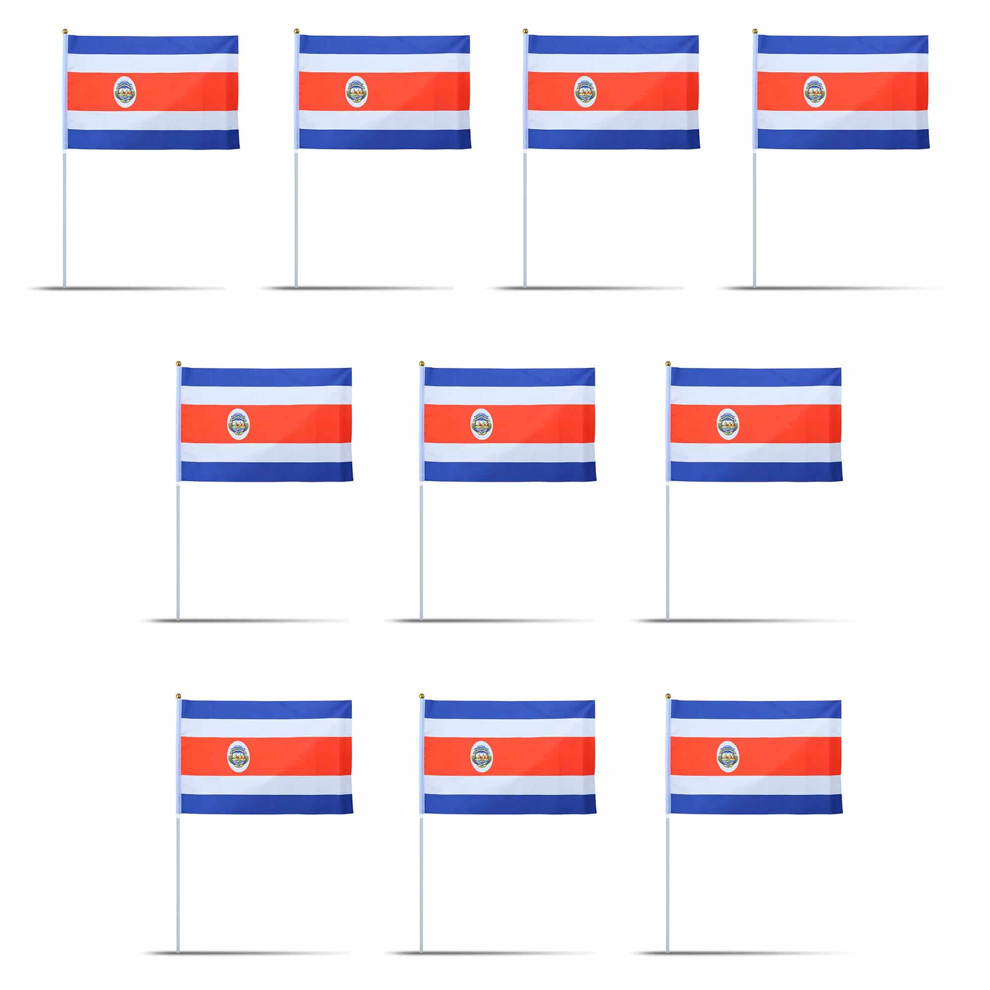 10er Set Fahne Flagge Winkfahne "Costa Rica" Handfahne EM WM