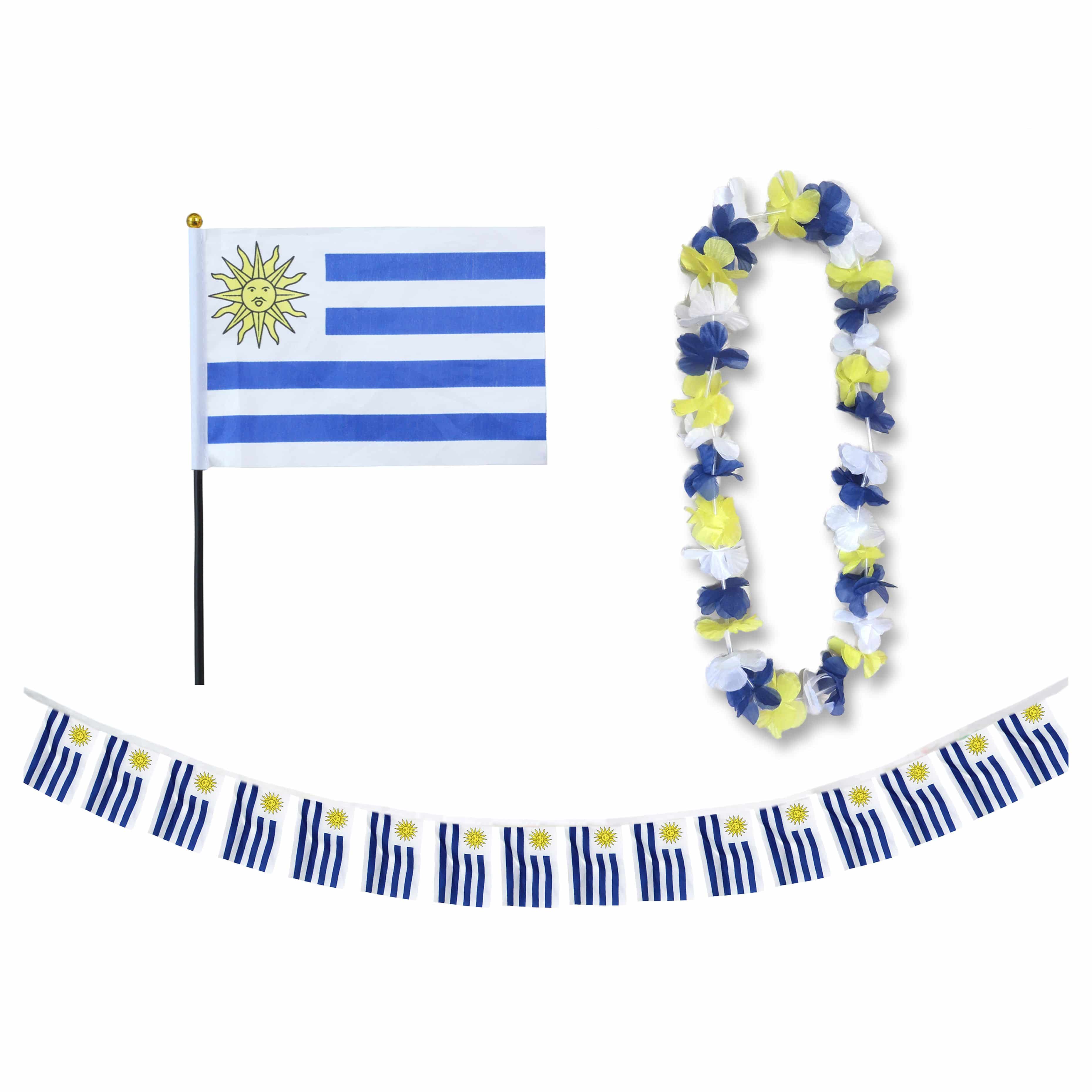 FANSET EM Fußball "Uruguay" Uruguay Girlande Mini Hand Flagge Hawaiikette