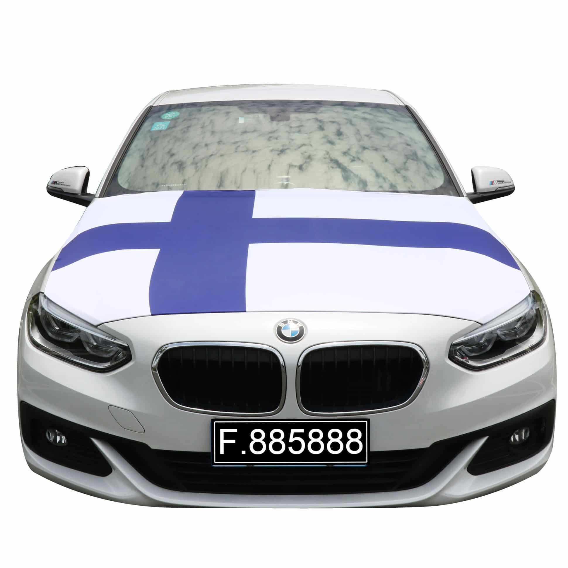 EM Fußball "Finnland" Motorhauben Überzieher Auto Flagge Fahne