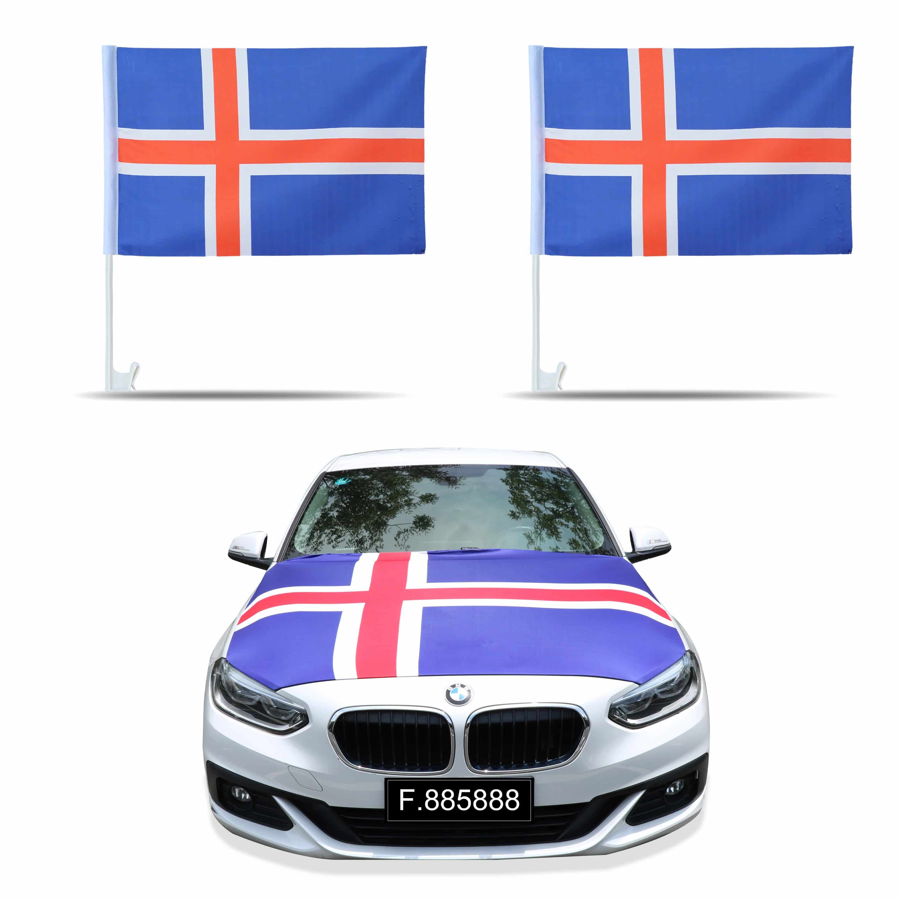 Auto Fan Set Island Fan-Set-10 – Motorhaubenfahne & 2 Fensterfahnen (3 Varianten)