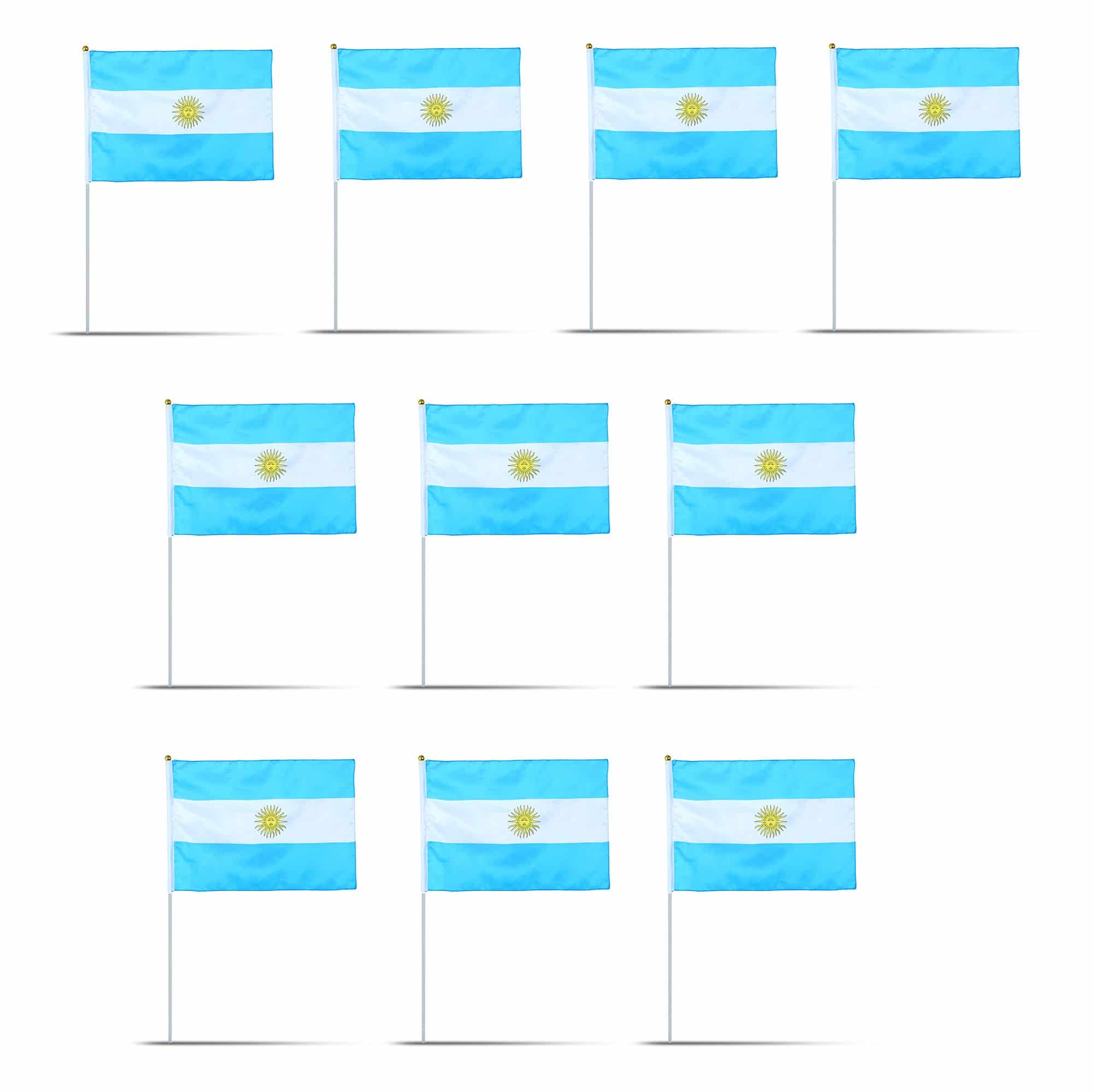 10er Set Fahne Flagge Winkfahne "Argentinien" Argentina Handfahne EM WM