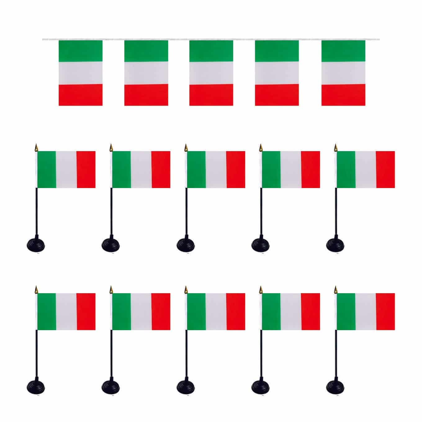 FANSET EM Fußball "Italien" Italy Girlande Handflaggen Tischhalter