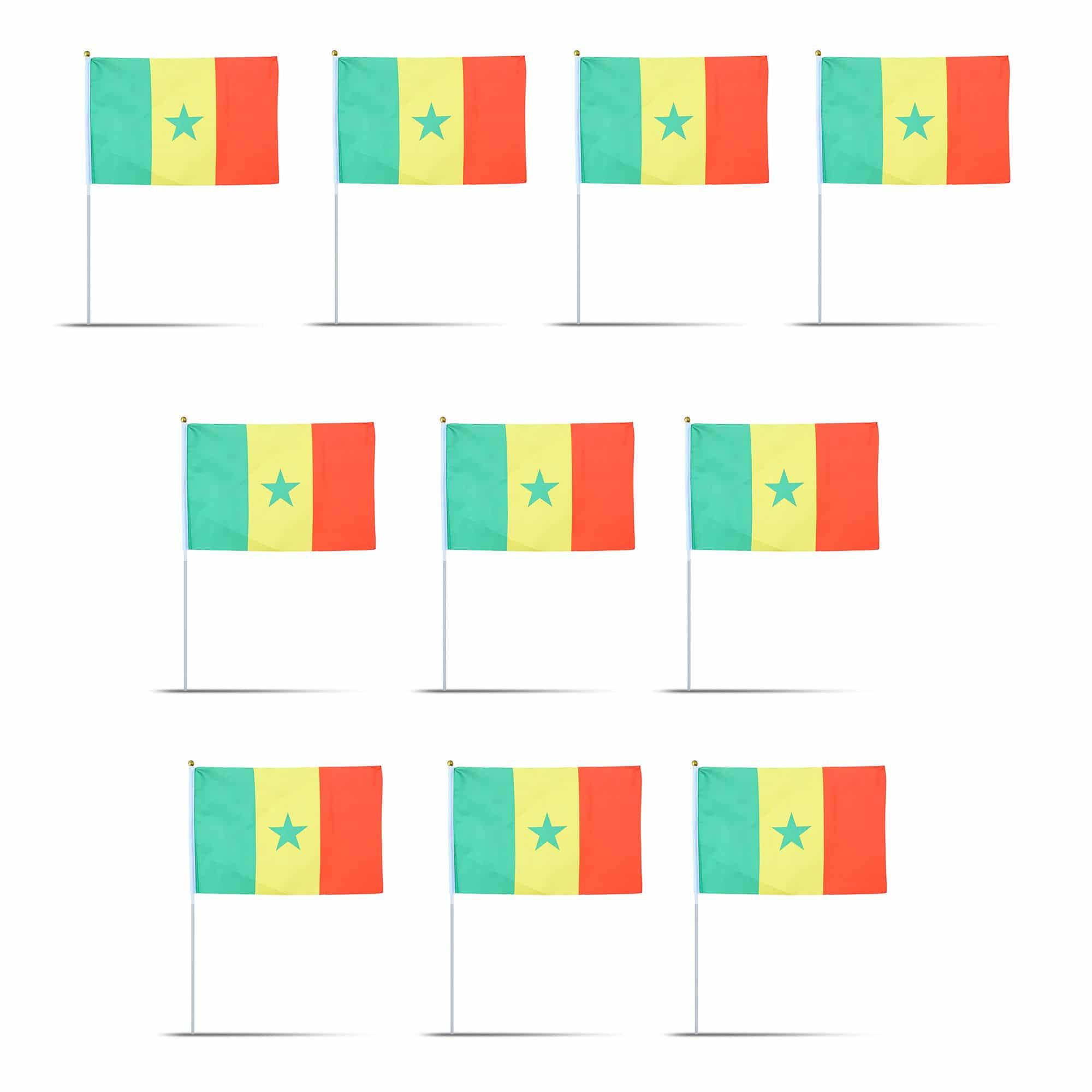 10er Set Fahne Flagge Winkfahne "Senegal" Handfahne EM