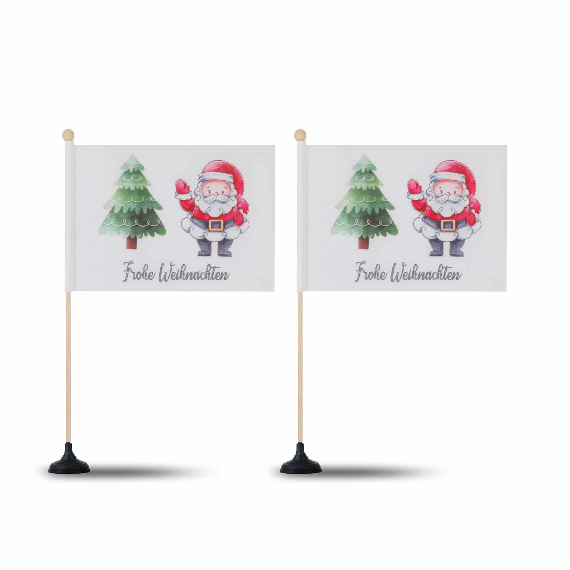 2 er Set Tischfähnchen "Frohe Weihnachten" Christmas Weihnachtsmann Tischdeko