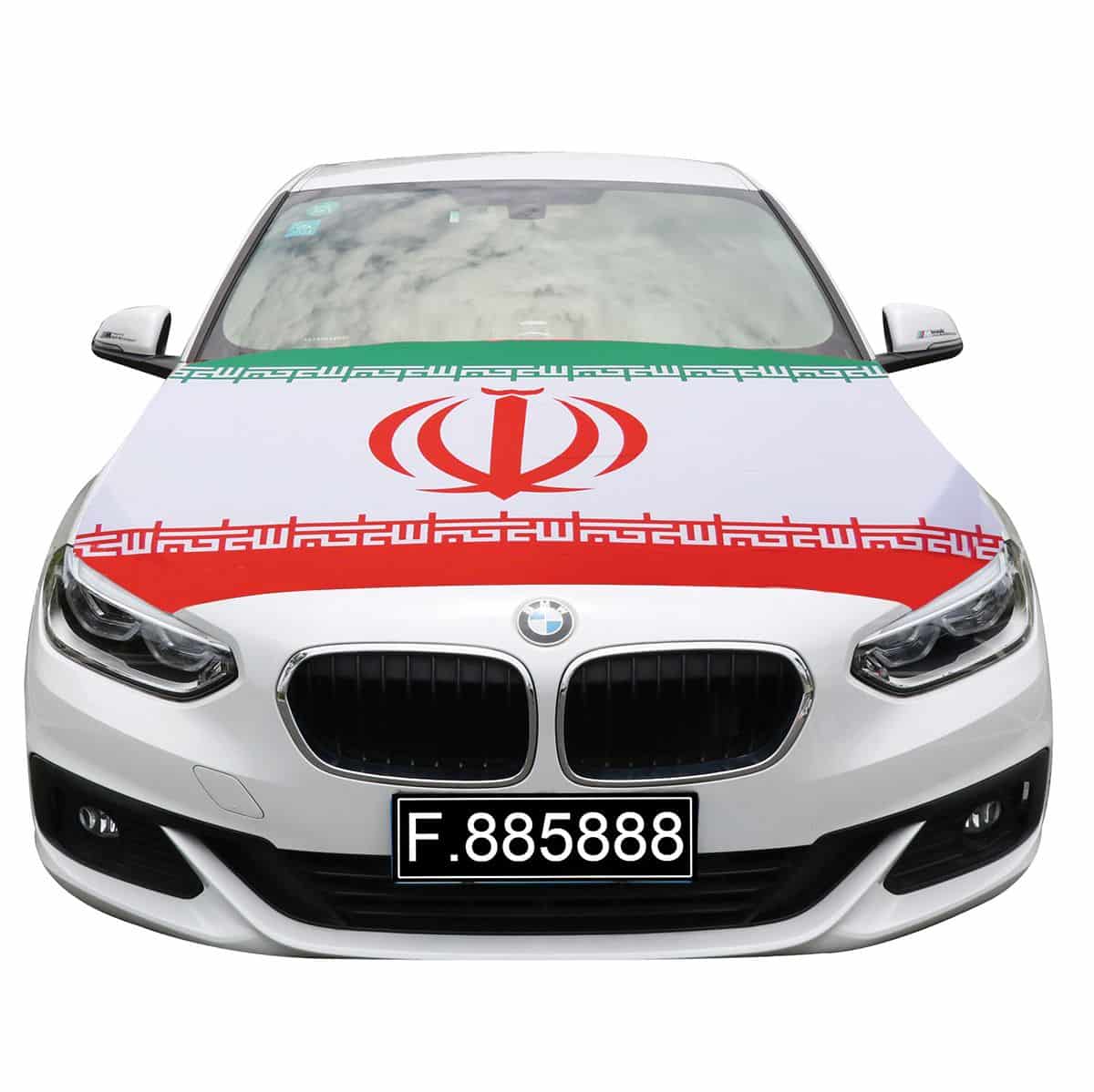 EM Fußball "Iran" Motorhauben Überzieher Auto Flagge Fahne