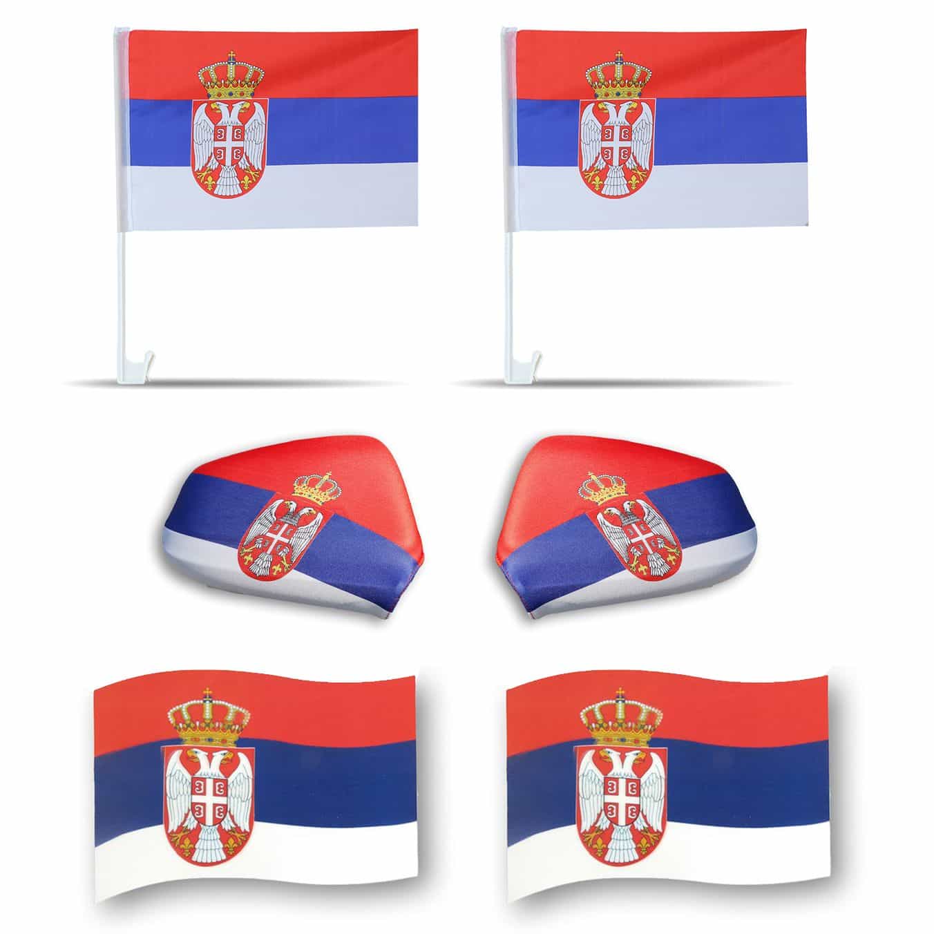 Fanpaket fürs Auto EM "Serbien" Serbia Fußball 3D Magnet Außenspiegel Flaggen