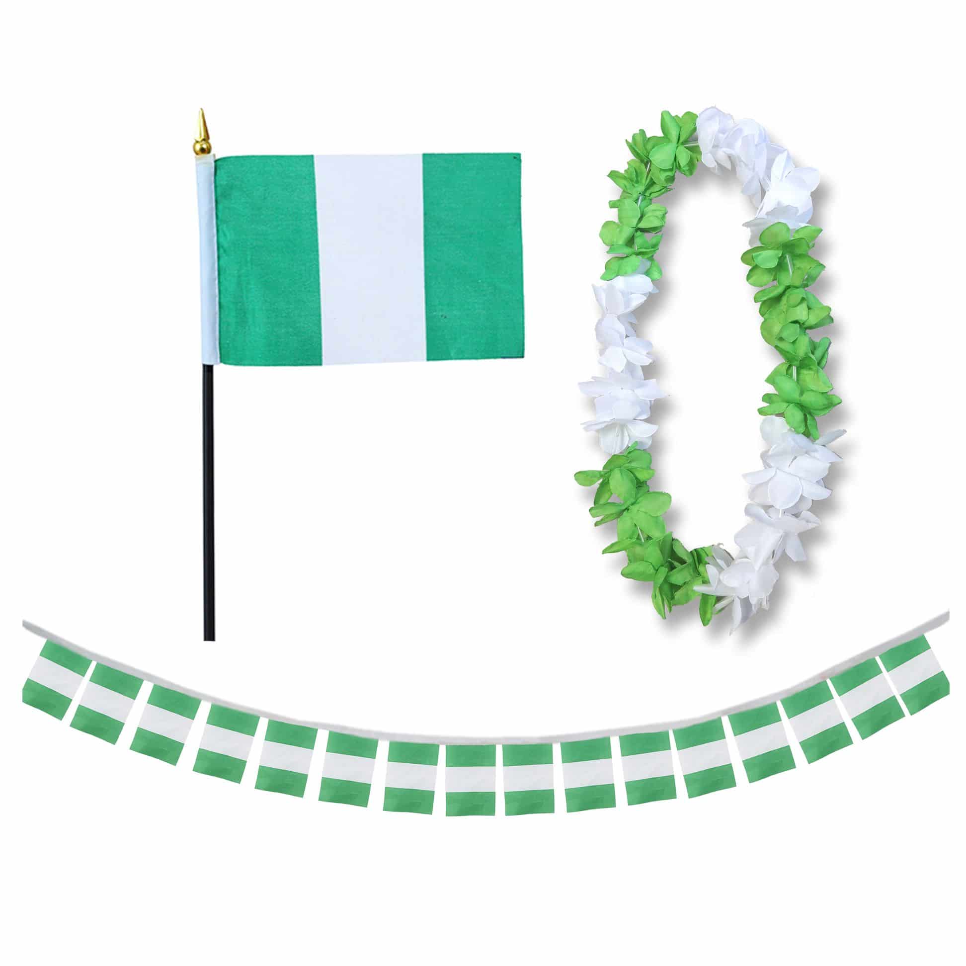 FANSET EM Fußball "Nigerien" Nigrisch Girlande Mini Hand Flagge Hawaiikette