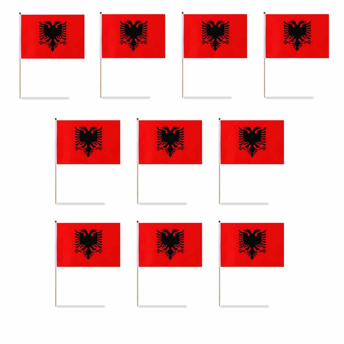 10er Set Fahne Flagge Winkfahne "Albanien" Handfahne EM WM