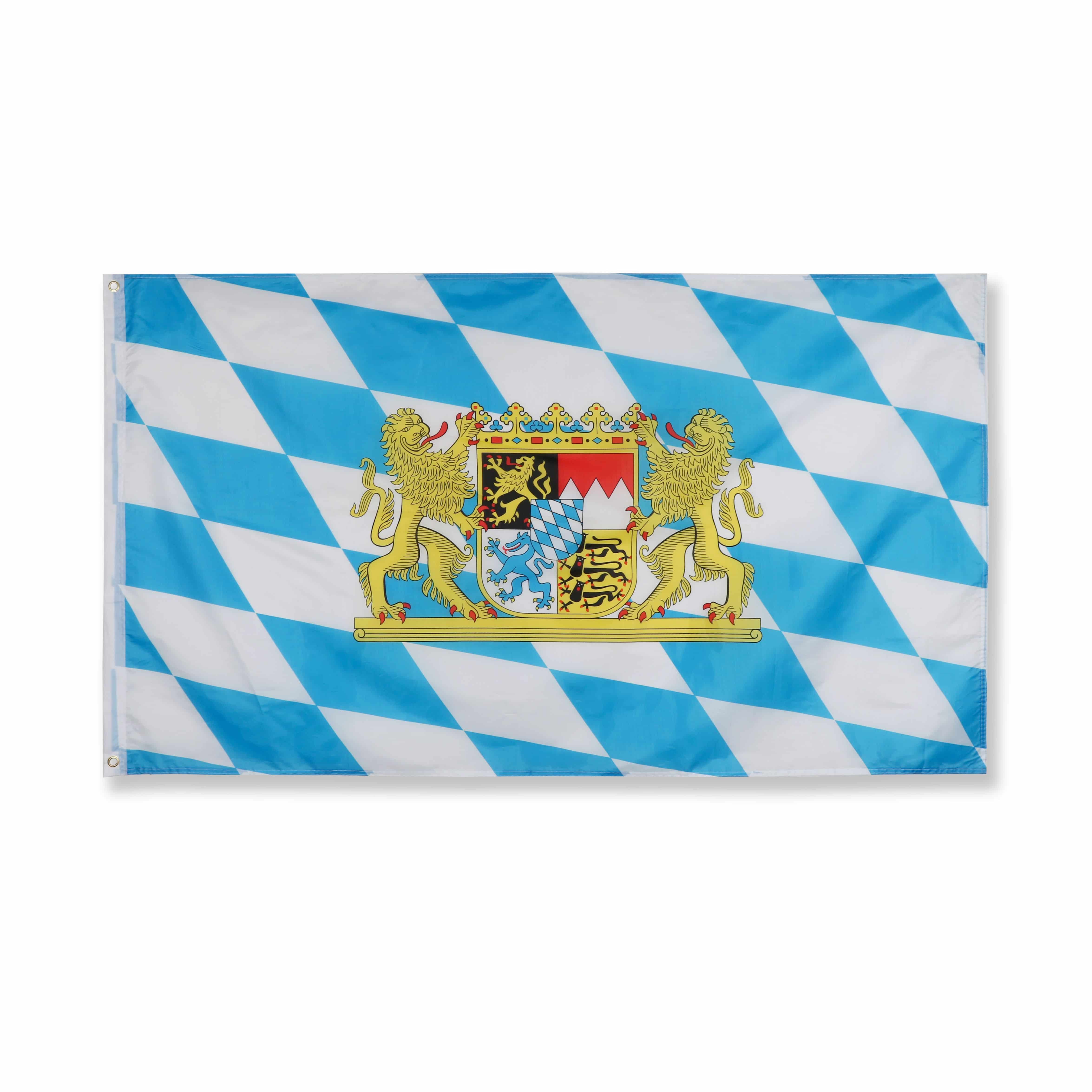 Bayern-mit-Logo Fahne Flagge 90 x 150 cm Fanartikel Hissfahne Ösen WM EM