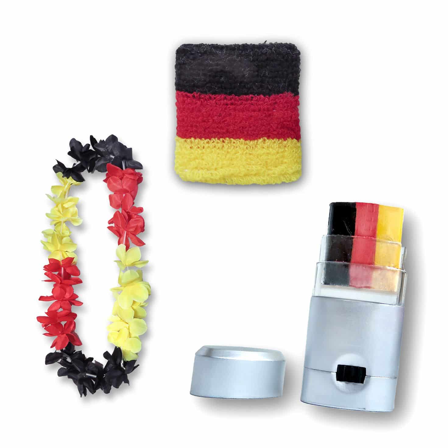Fan-Paket Girls EM "Deutschland" Germany Fußball Hawaiikette Schminke Schweißband