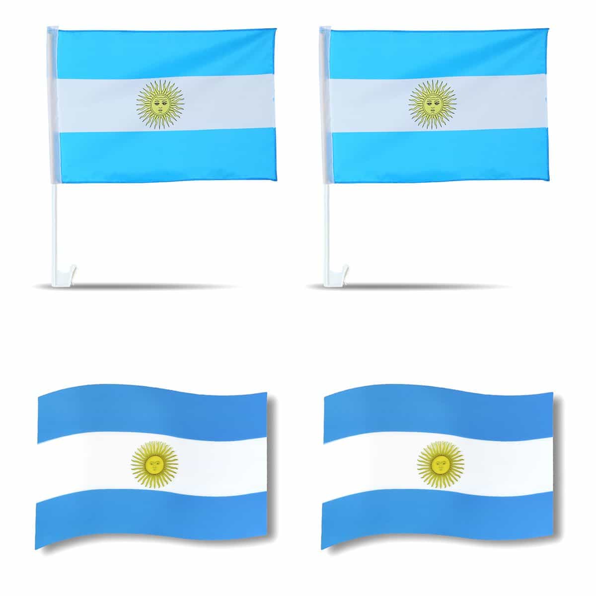 Fanpaket fürs Auto EM "Argentinien" Argentina Fußball Flaggen 3D Magnet Fahren Autofahnen