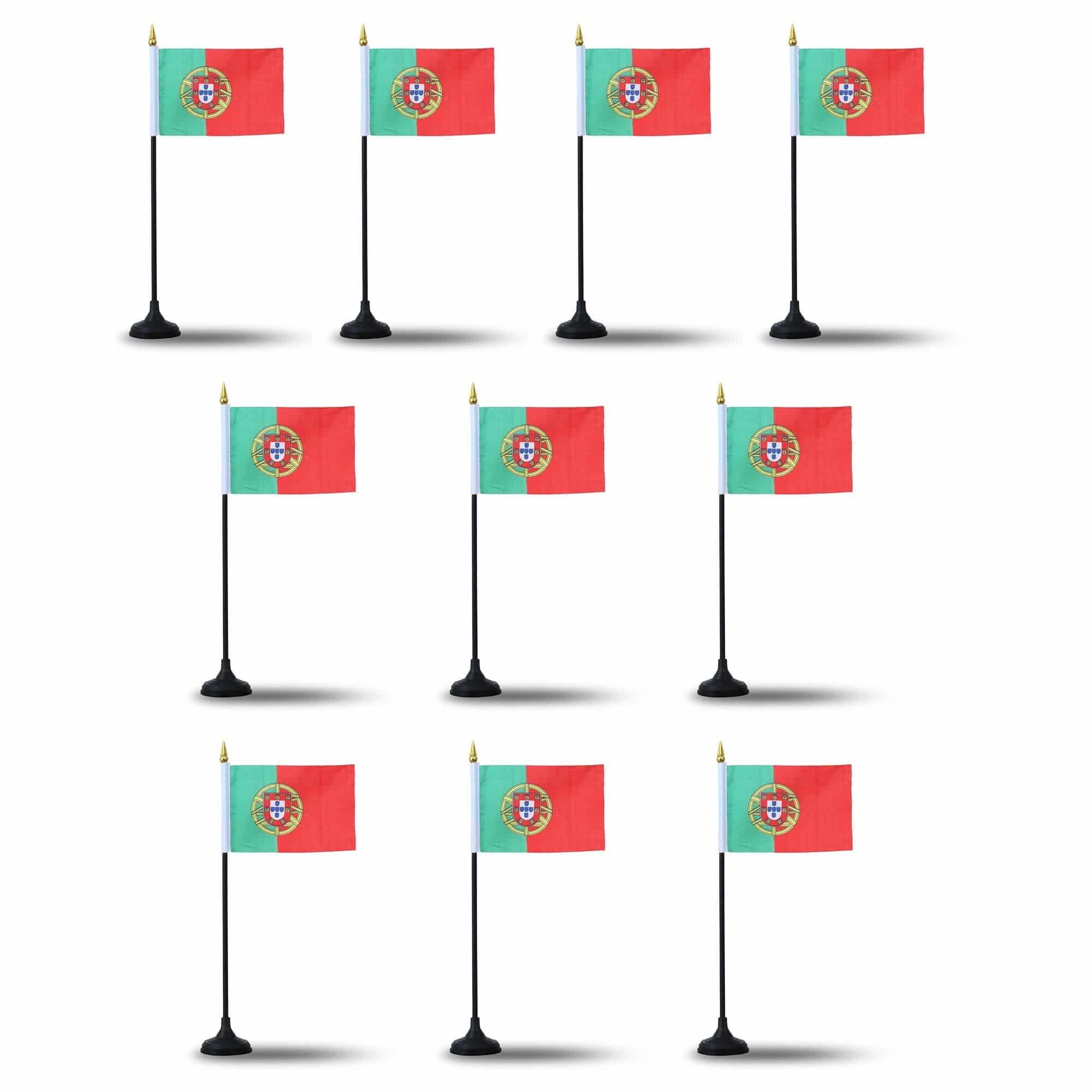 Mini Handfahnen mit Tischständer Fuß 10 Stück Set "Portugal" EM WM Flaggen Fanartikel