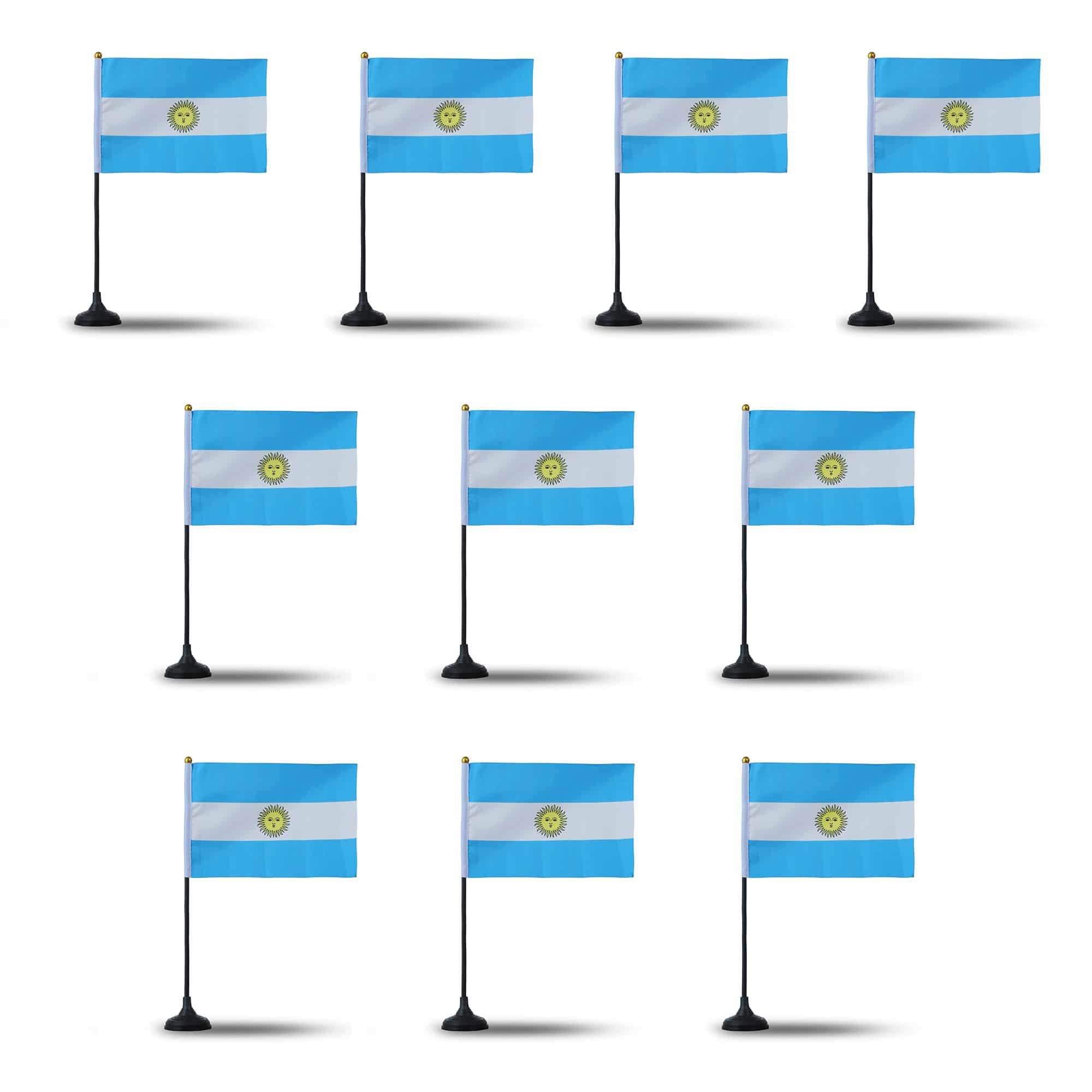 Mini Handfahnen mit Tischständer Fuß 10 Stück Set "Argentinien" Argentina EM WM Flaggen Fanartikel