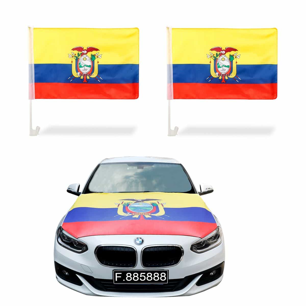 Auto Fan Set Ecuador Fan-Set-10 – Motorhaubenfahne & Fensterfahnen (2 Varianten)