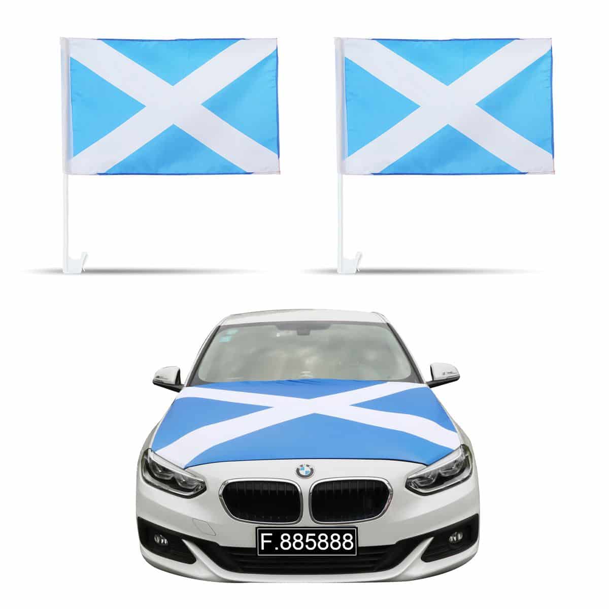 Auto Fan Set Schottland Fan-Set-10 – Motorhaubenfahne & Fensterfahnen (2 Varianten)