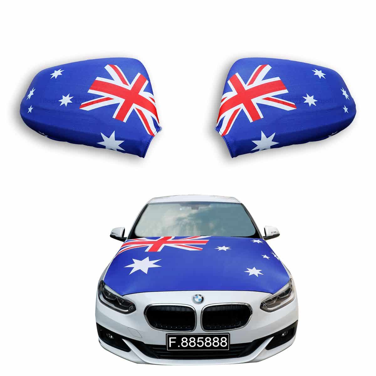Auto Fan Set Australien – Motorhaubenfahne & Außenspiegelfahnen (3-teilig)
