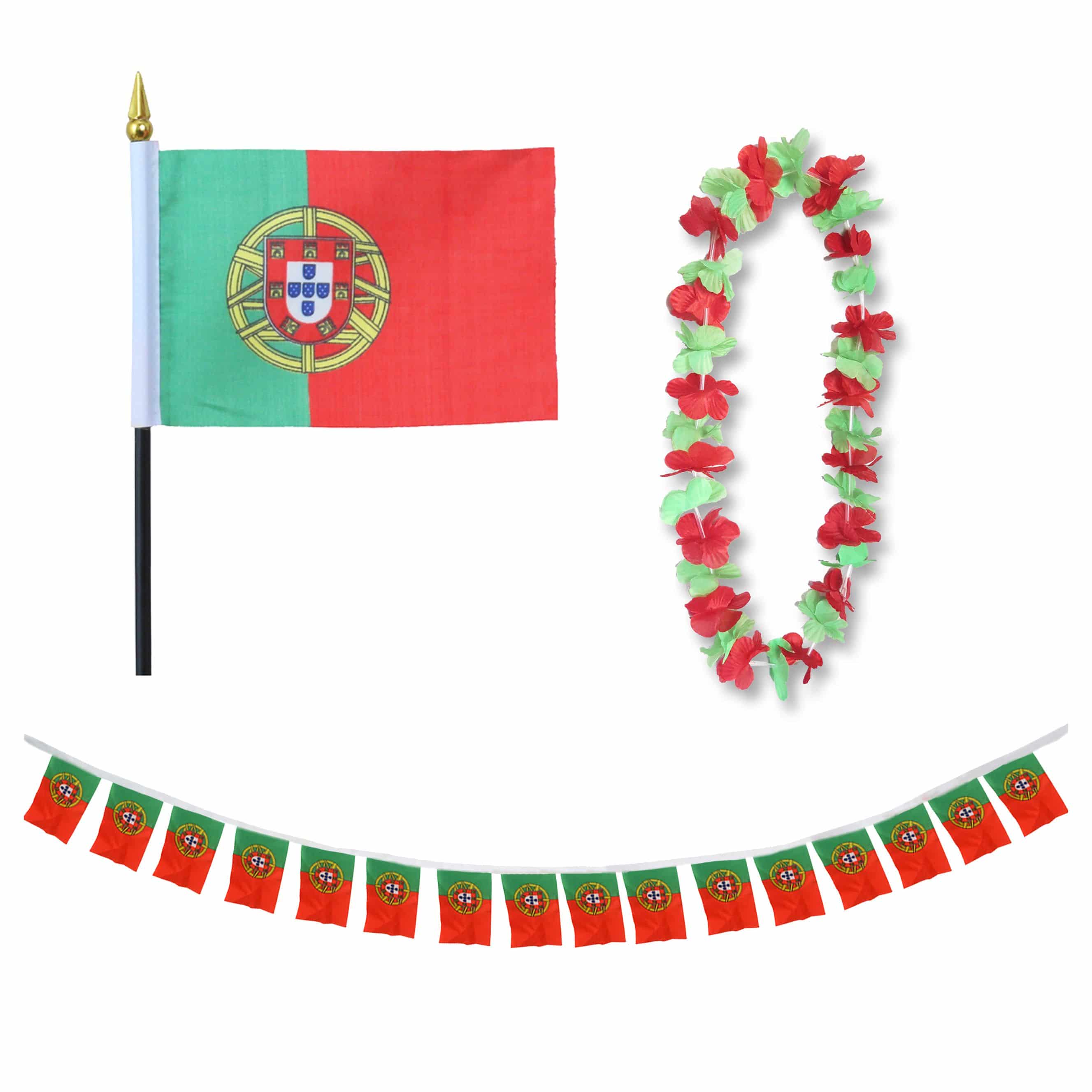 FANSET EM Fußball "Portgual" Girlande Mini Hand Flagge Hawaiikette