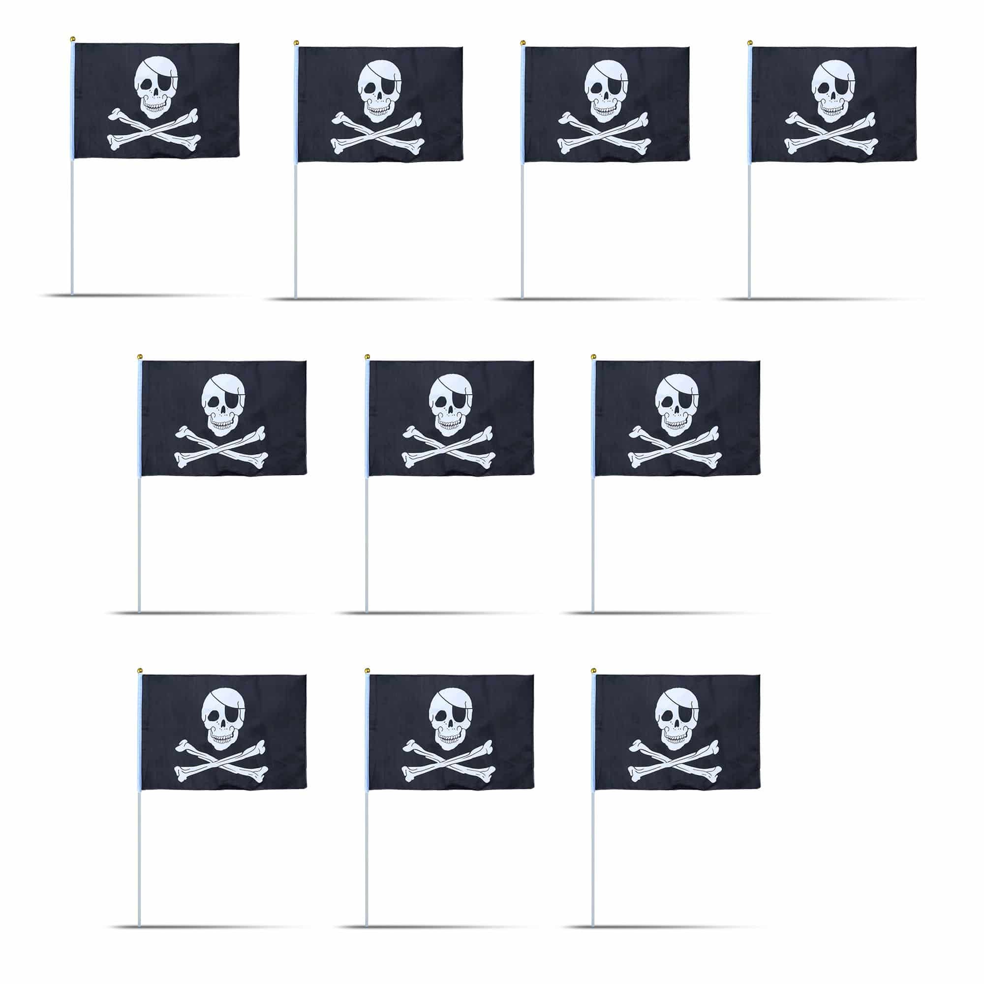 10er Set Fahne Flagge Winkfahne "Totenkopf" Skull Handfahne EM WM