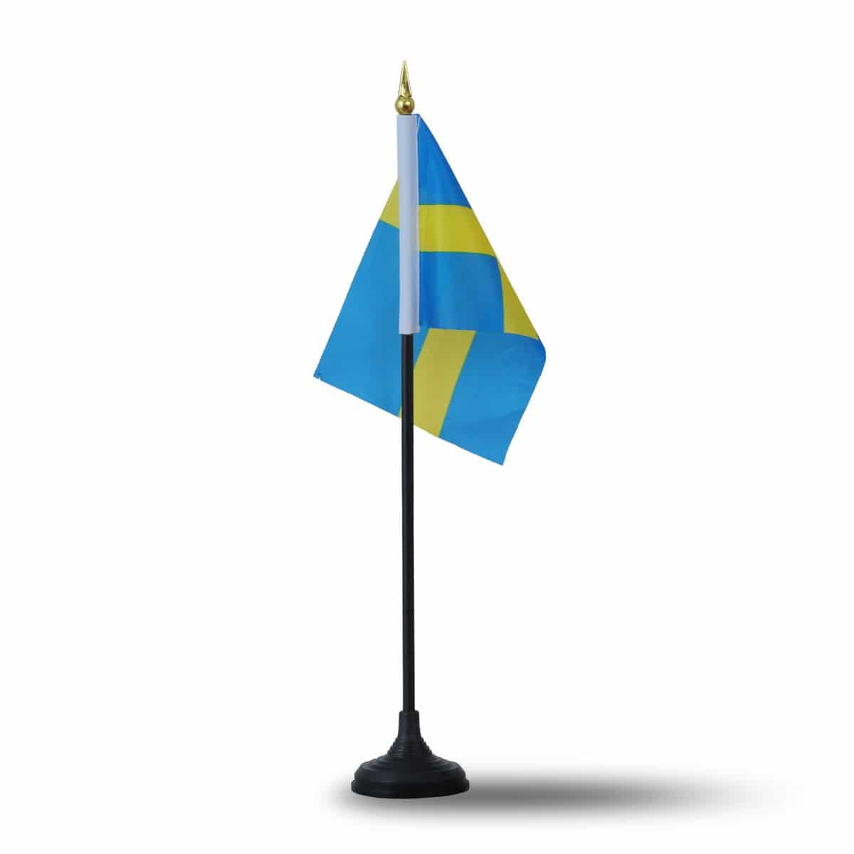 Mini Handfahnen mit Tischständer Fuß 10 Stück Set "Schweden" Sweden EM WM Flaggen Fanartikel