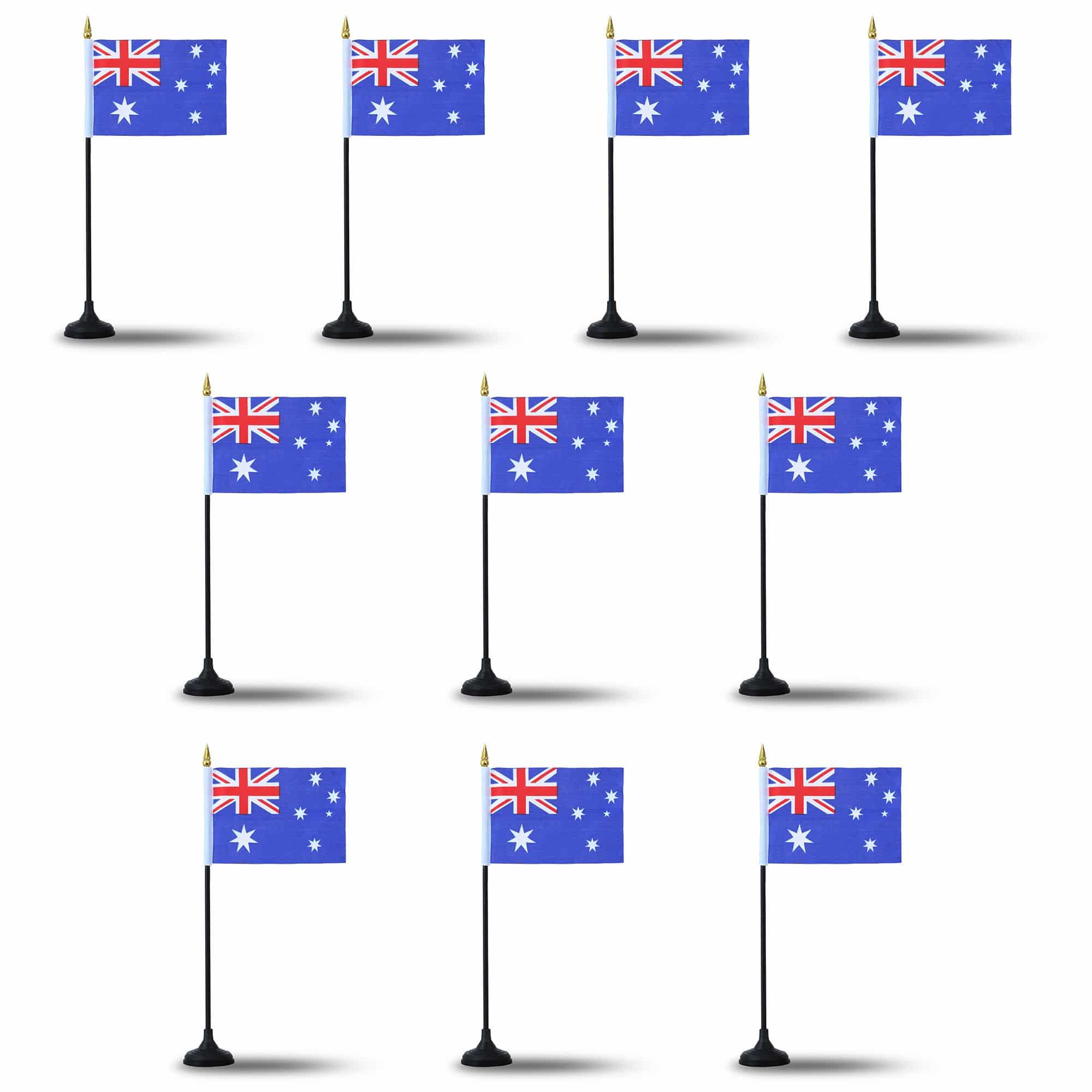 Mini Handfahnen mit Tischständer Fuß 10 Stück Set "Australien" Australia EM WM Flaggen Fanartikel