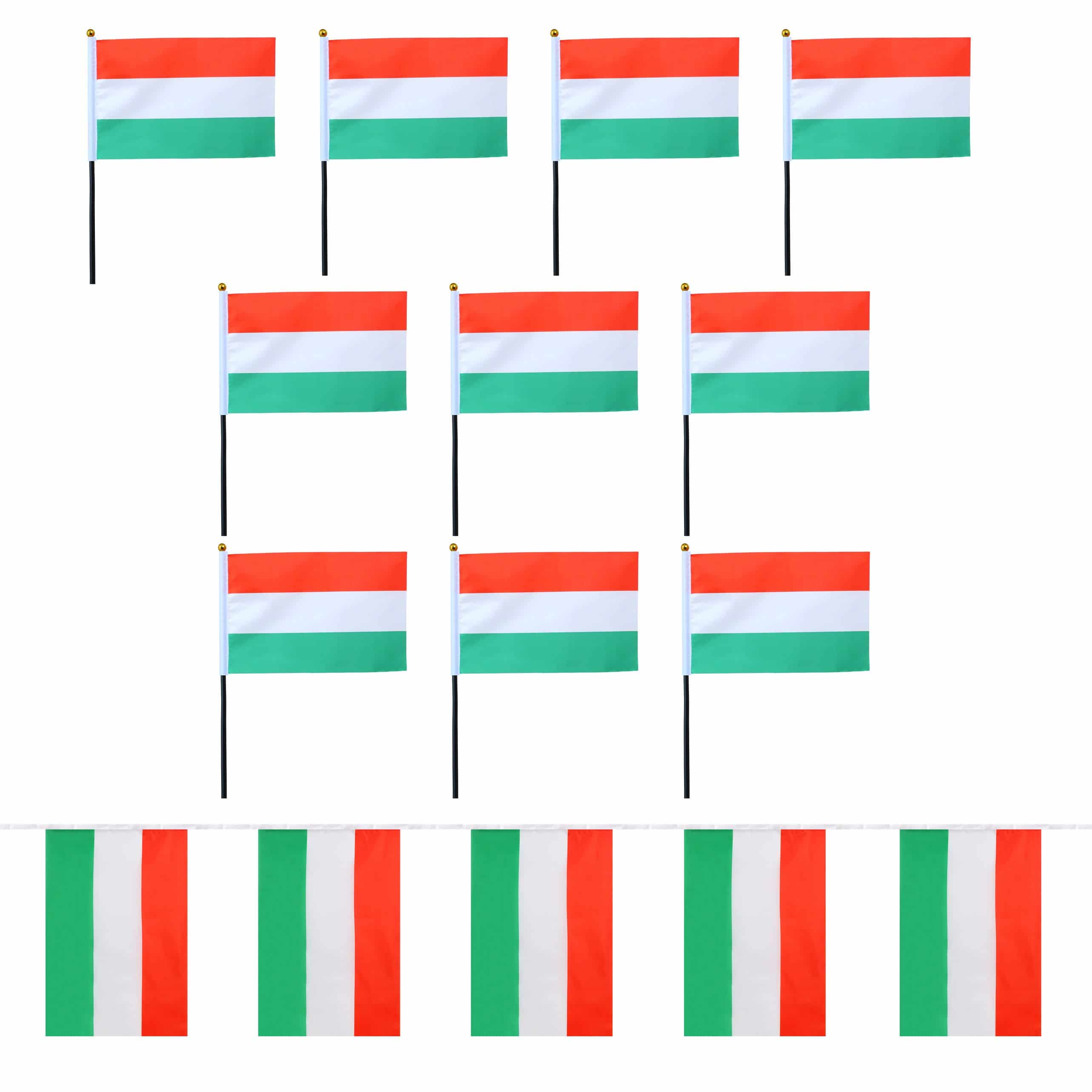 FANSET EM Fußball "Ungarn" Hungary Girlande 10x Handflaggen