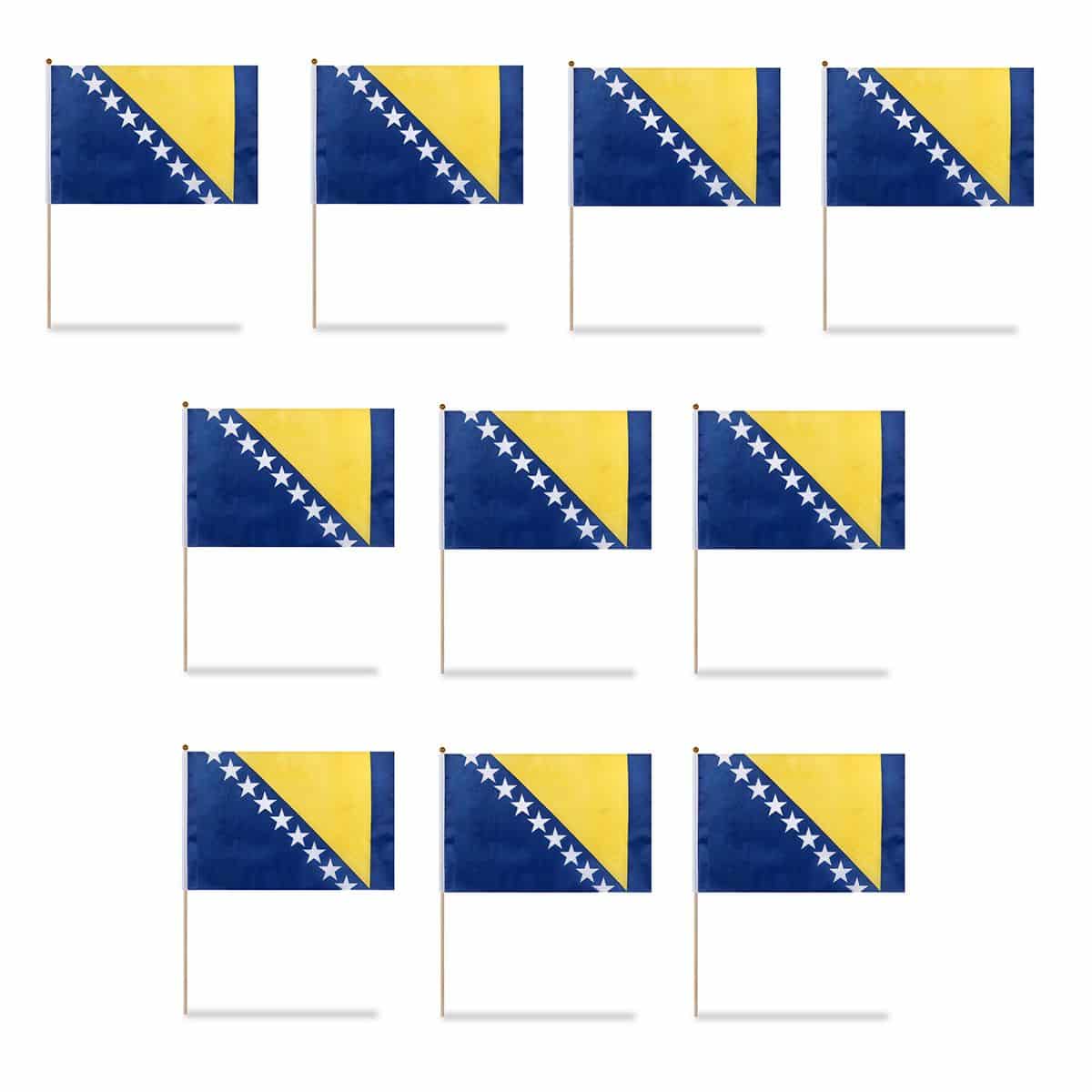 10er Set Fahne Flagge Winkfahne "Bosnien" Bosnia Handfahne EM WM