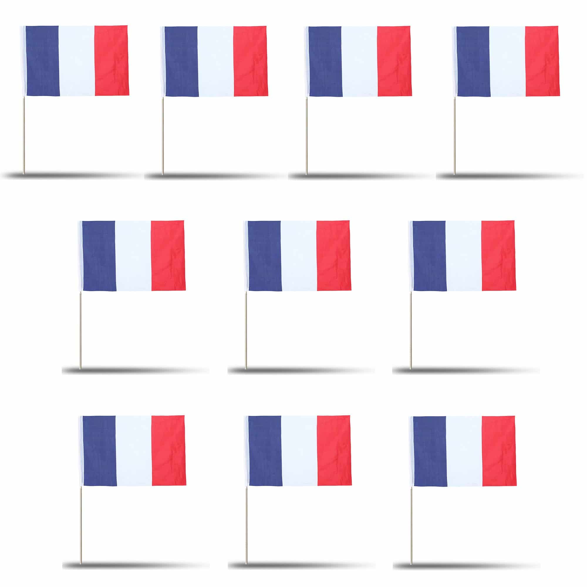 10er Set Fahne Flagge Winkfahne "Frankreich" France Handfahne EM WM