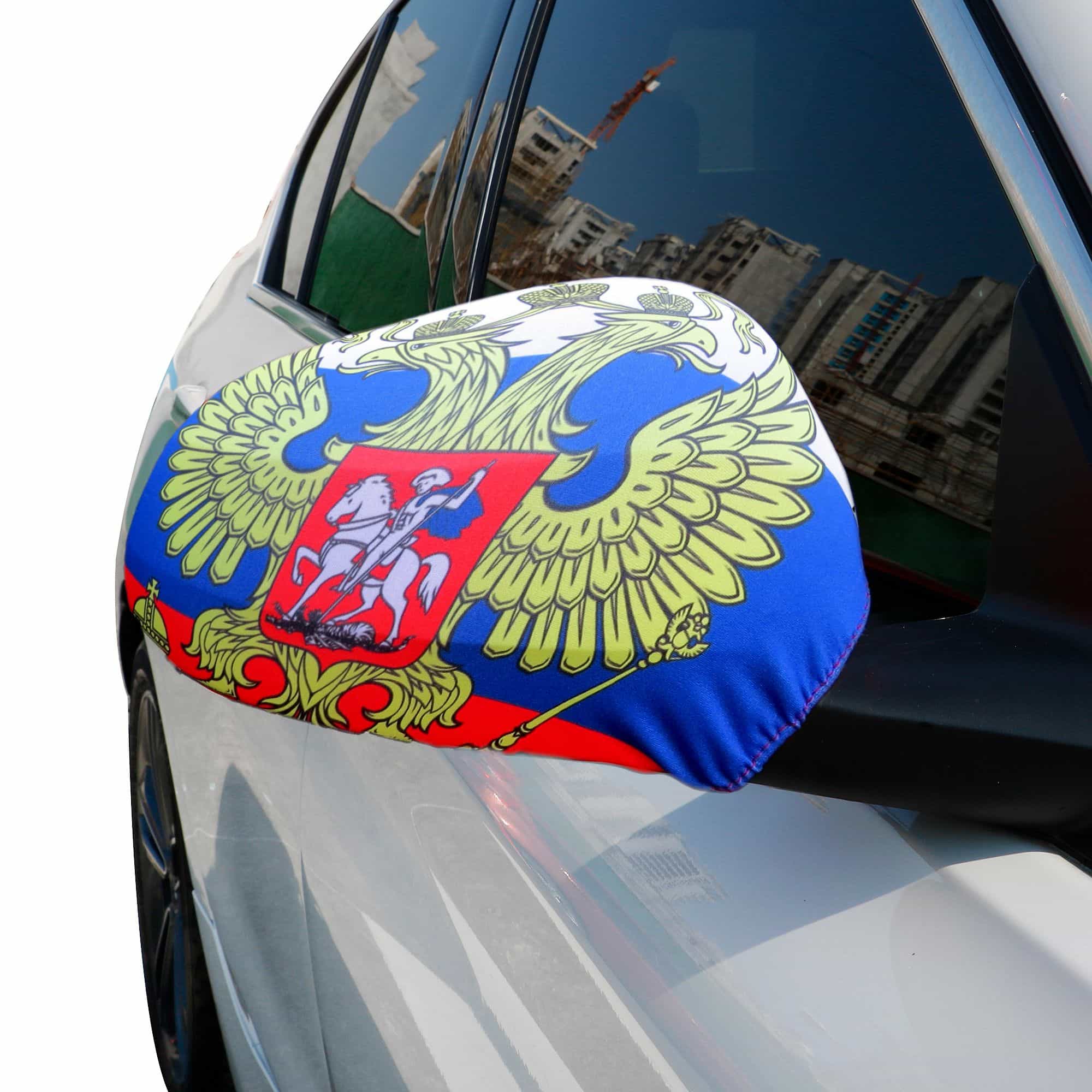 Auto Außenspiegel Fahne Set "Russland Wappen" Russia Bikini Flagge EM WM