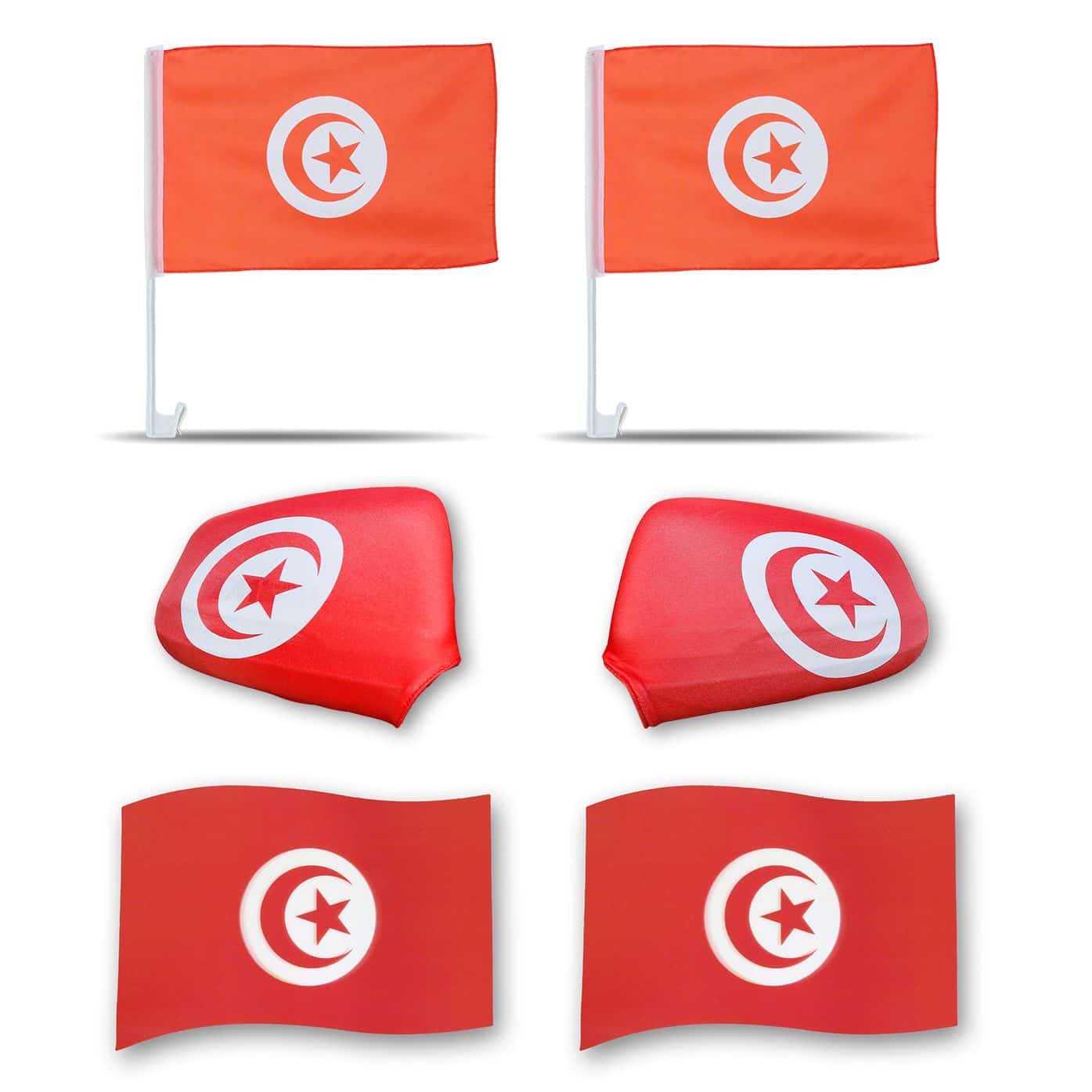 Fanpaket fürs Auto EM "Tunesien" Tunisia Fußball 3D Magnet Außenspiegel Flaggen