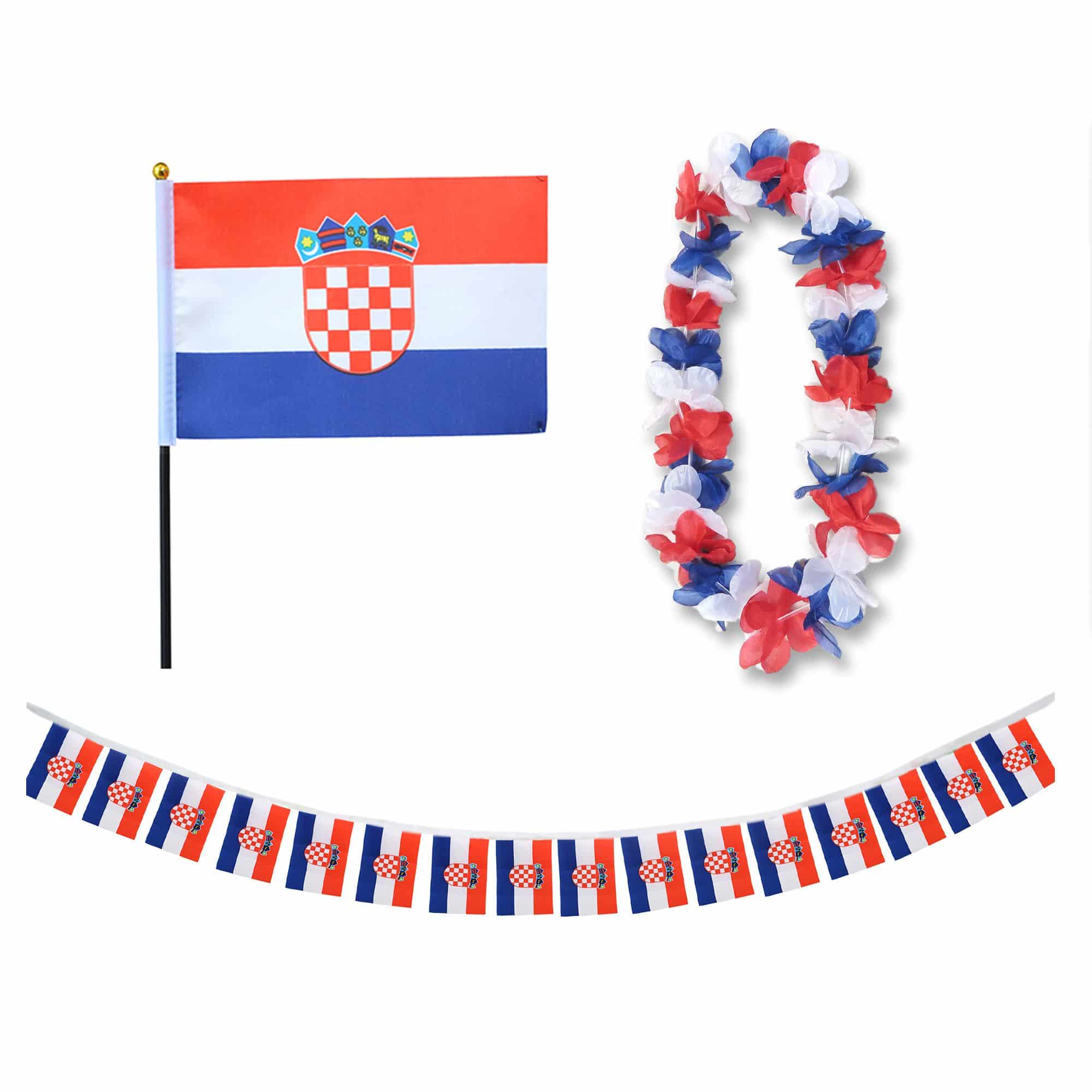 FANSET EM Fußball "Kroatien" Croatia Girlande Mini Hand Flagge Hawaiikette