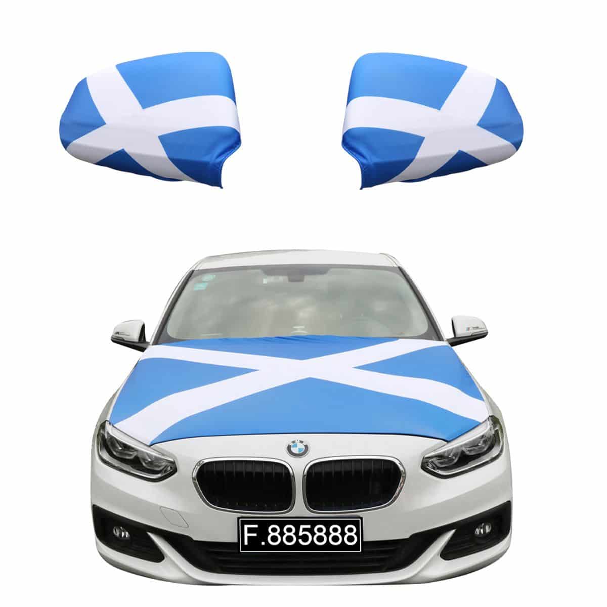 Auto Fan Set Schottland – Motorhaubenfahne & Außenspiegelfahnen (3-teilig)