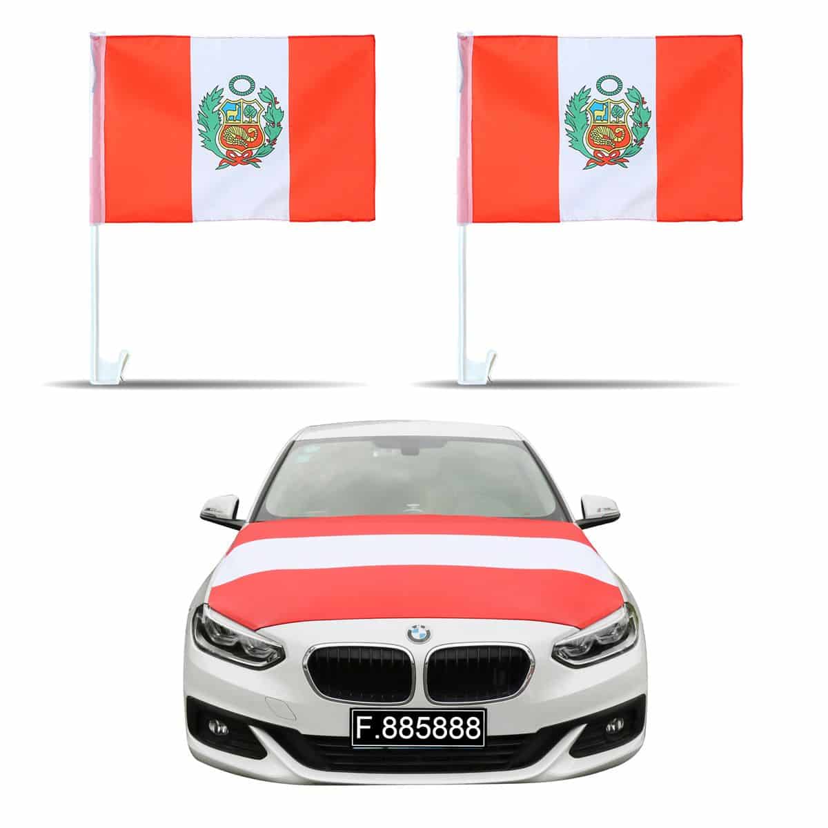 Auto Fan Set Peru Fan-Set-10 – Motorhaubenfahne & Fensterfahnen (3 Varianten)