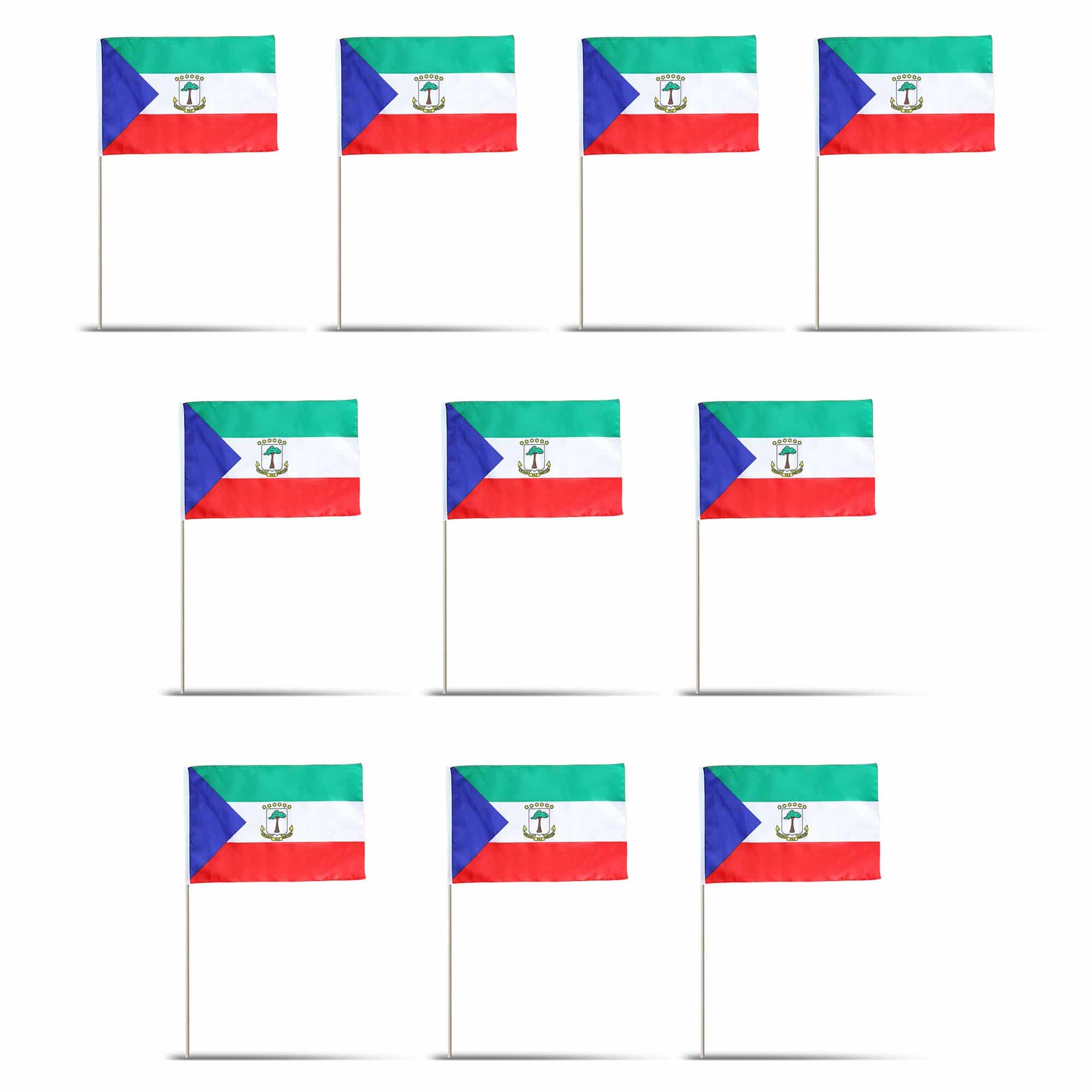 10er Set Fahne Flagge Winkfahne "Äquatorial Guinea" Handfahne EM WM
