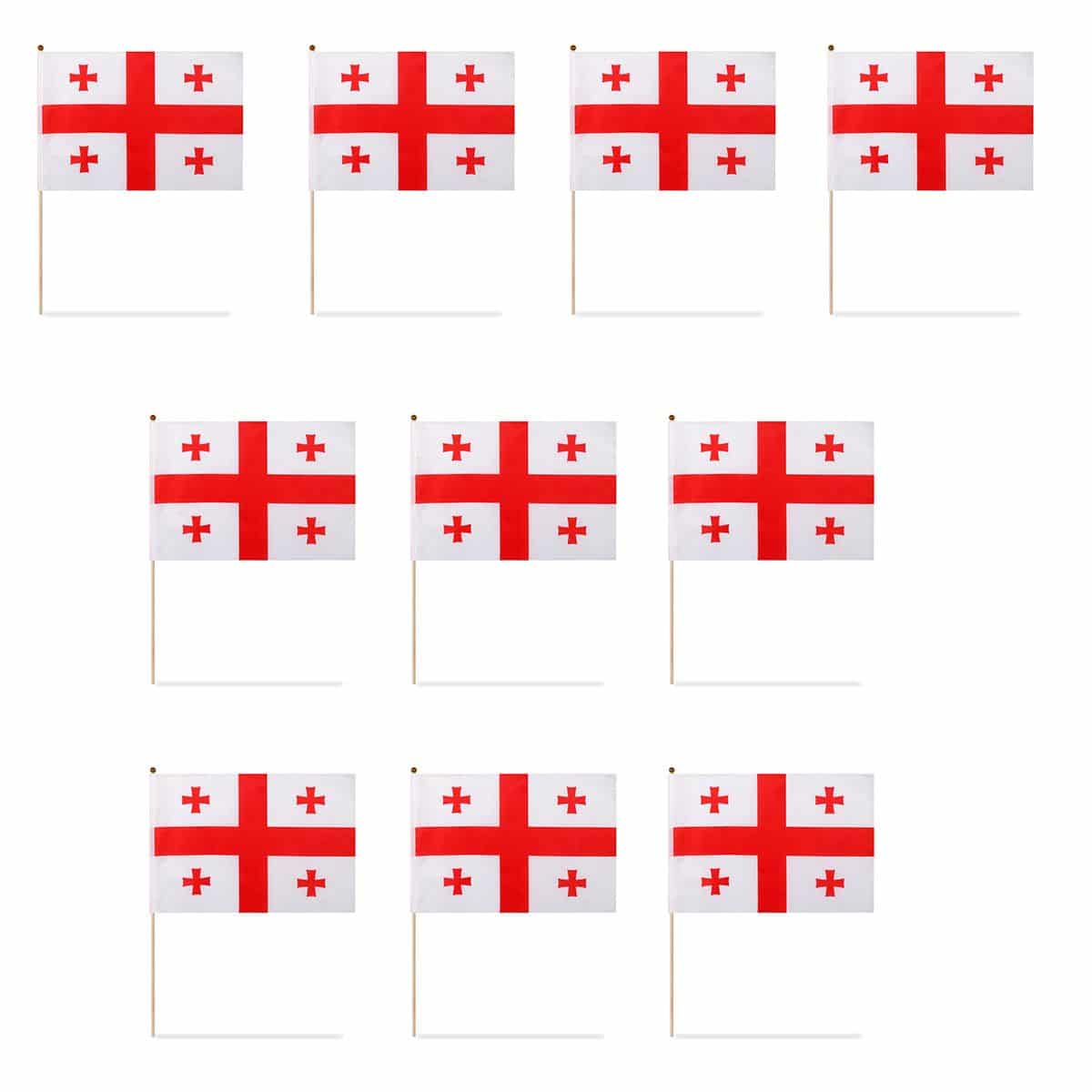 10er Set Fahne Flagge Winkfahne "Georgien" Georgia Handfahne EM WM