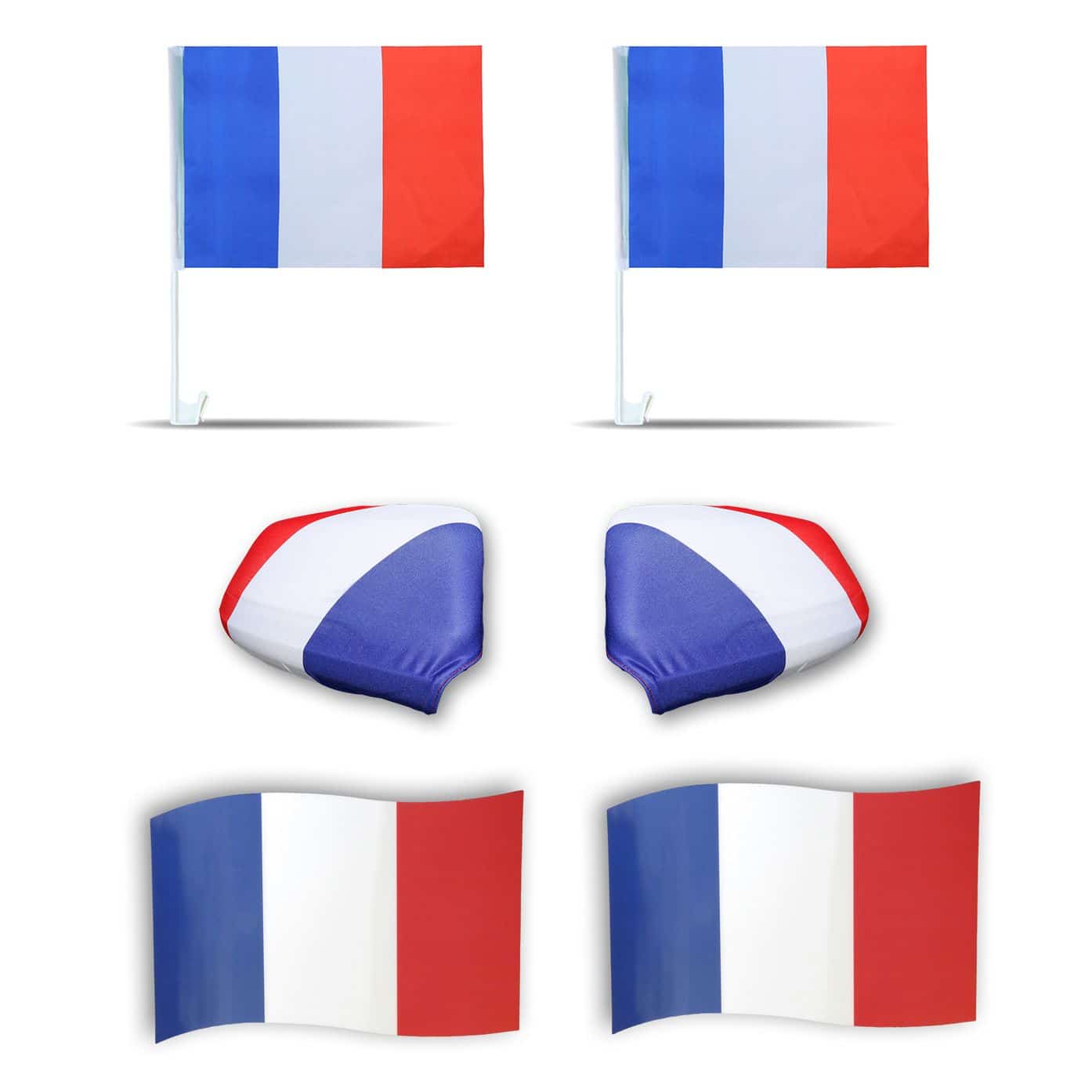 Fanpaket fürs Auto EM "Frankreich" France Fußball 3D Magnet Außenspiegel Flaggen