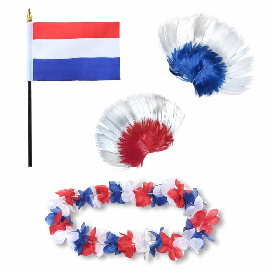 Fanset "Niederlande" Netherlands Holland Blumenkette Fahne Flagge Perücke Irokese