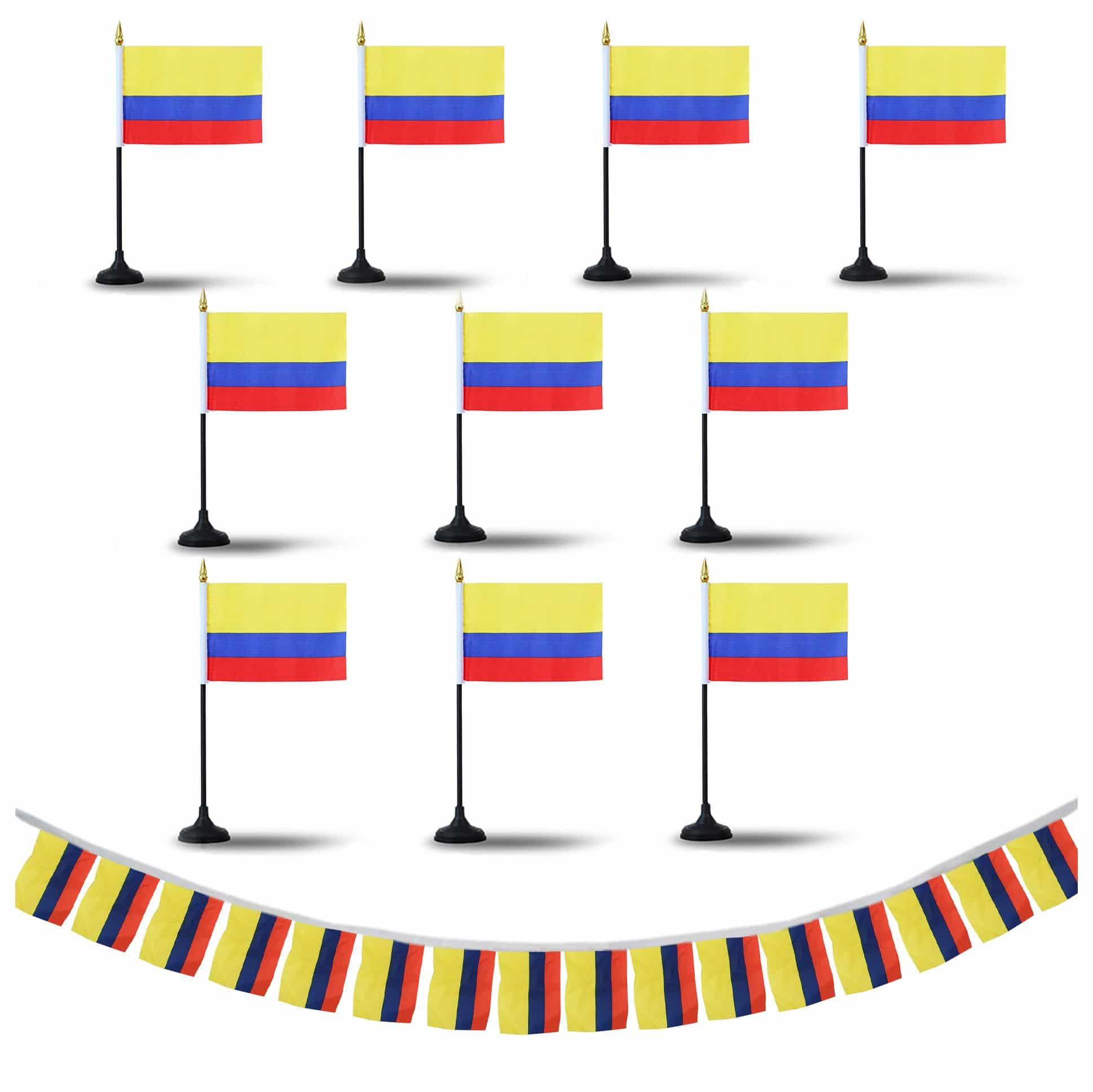 FANSET EM Fußball "Kolumbien" Colombia Girlande Handflaggen Tischhalter