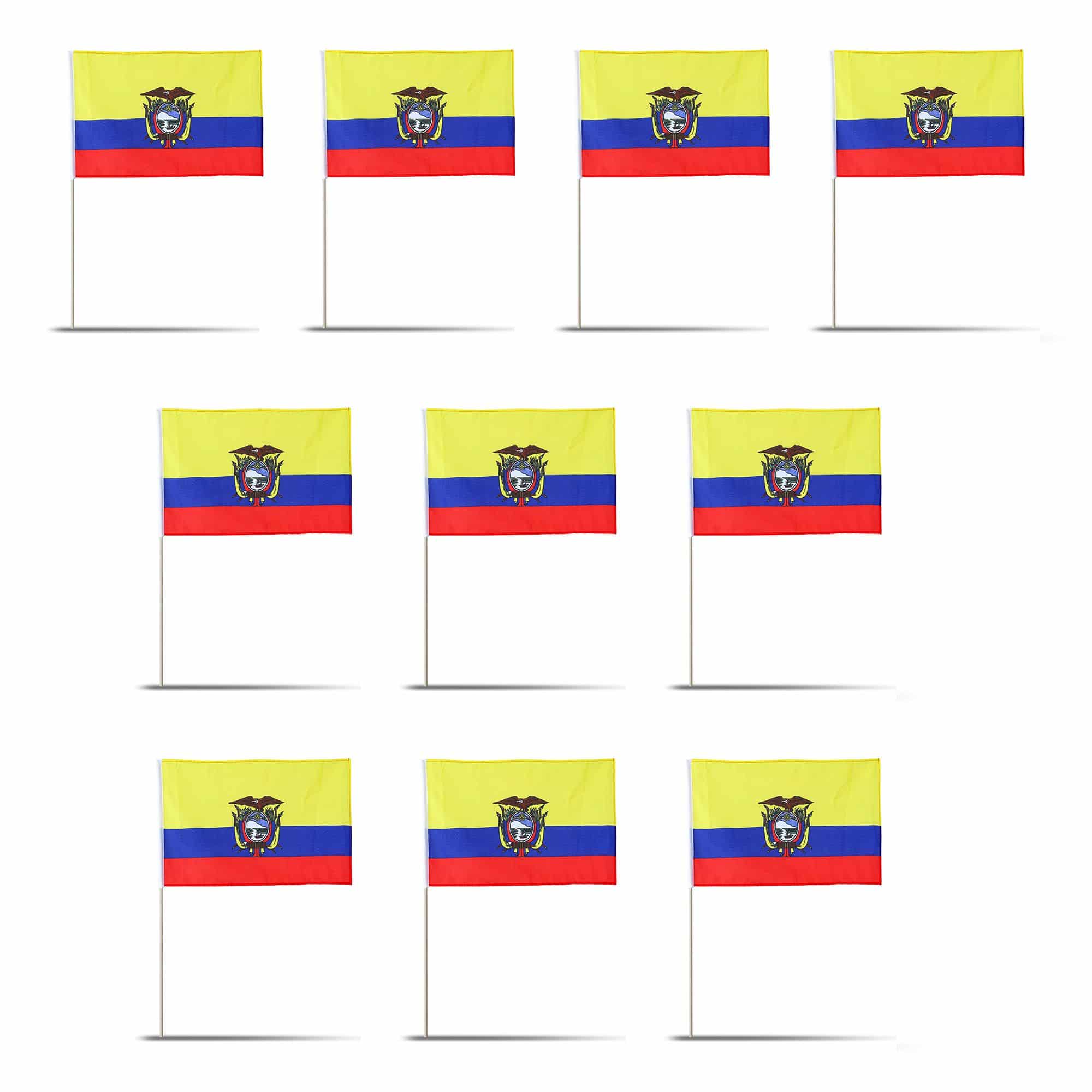 10er Set Fahne Flagge Winkfahne "Ecuador" Handfahne EM WM