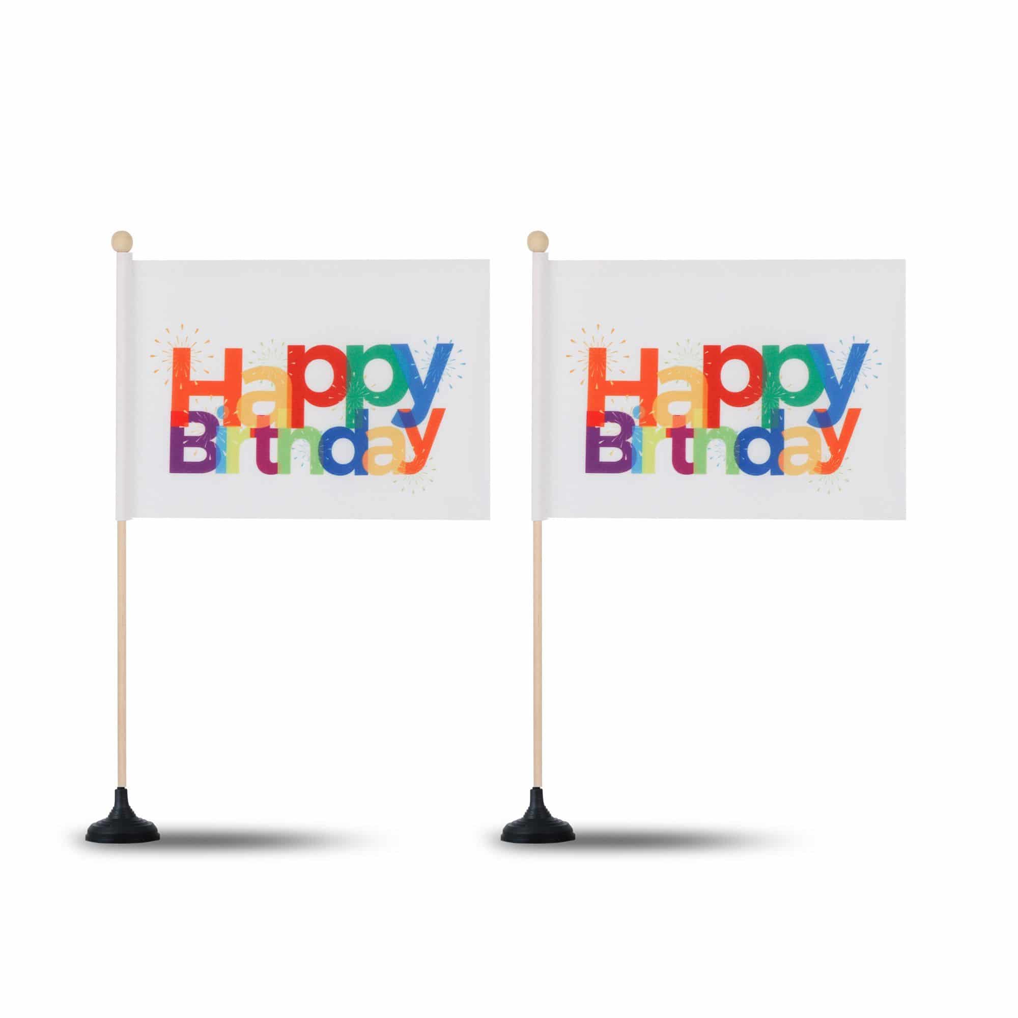 2 er Set Tischfähnchen "Happy Birthday" Geburtstag Tischdeko