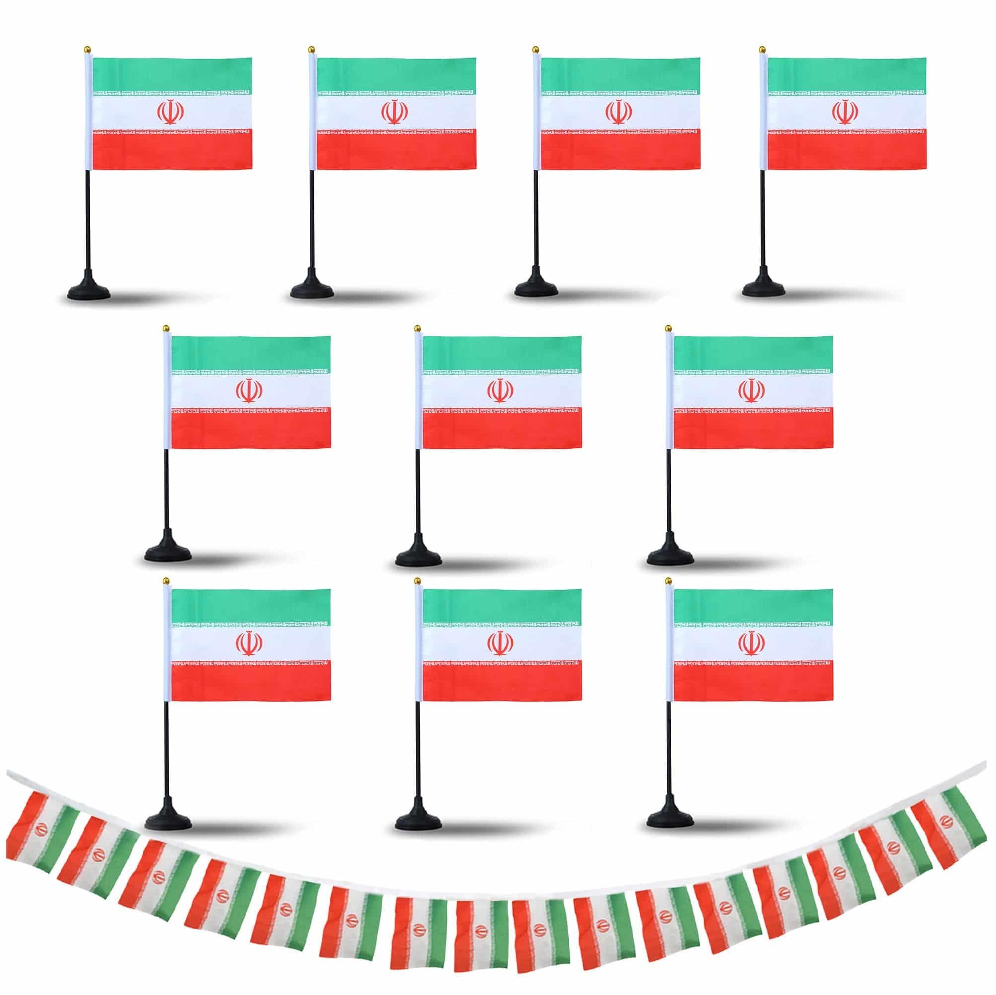 FANSET EM Fußball "Iran" Girlande 10x Handflaggen