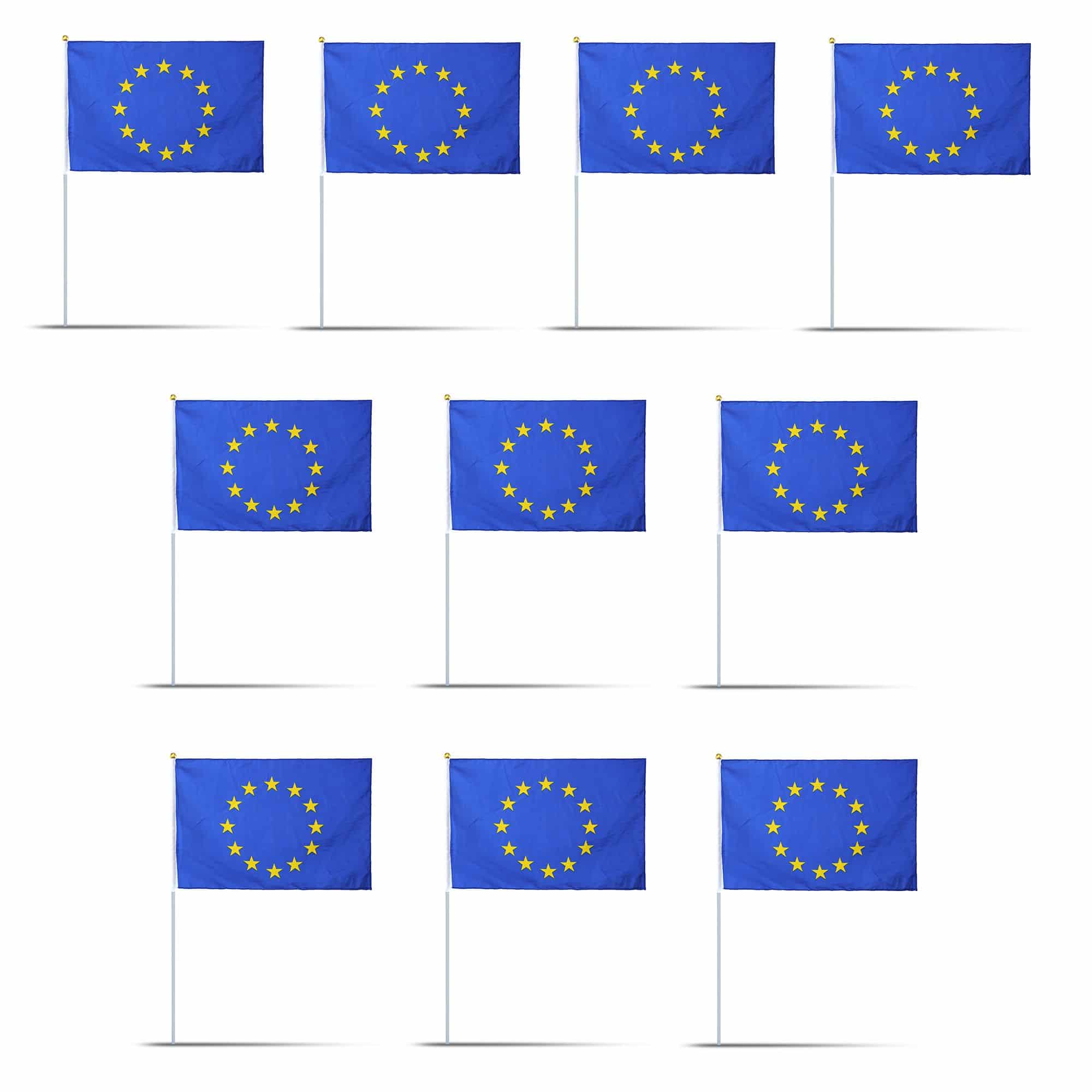 10er Set Fahne Flagge Winkfahne "Europa" Europe Handfahne EM WM