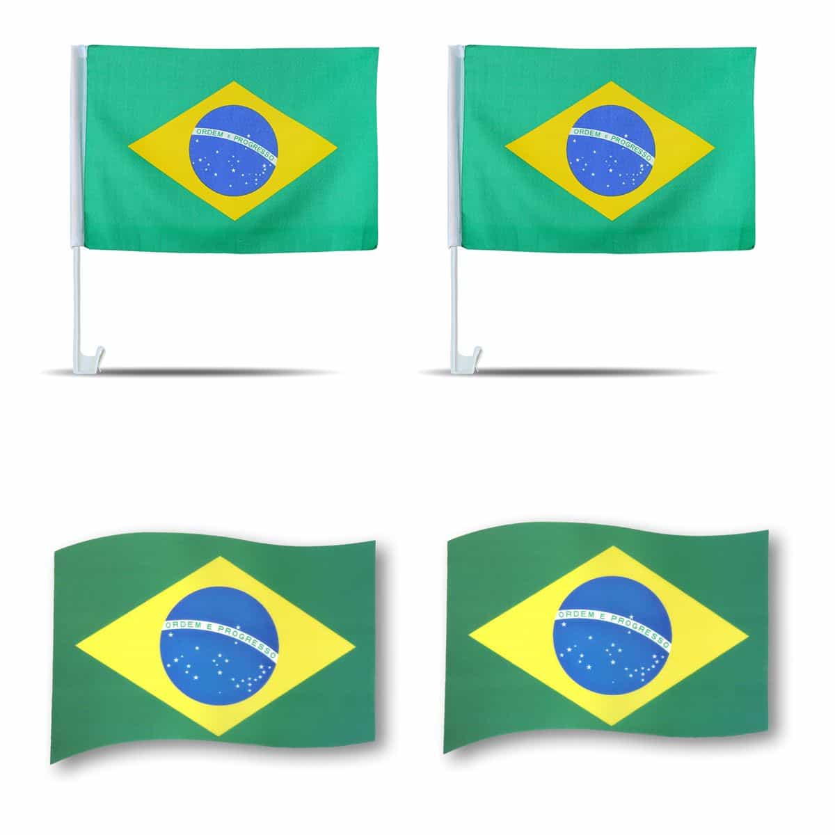Fanpaket fürs Auto EM "Brasilien" Brazil Brasil Fußball Flaggen 3D Magnet Fahren Autofahnen