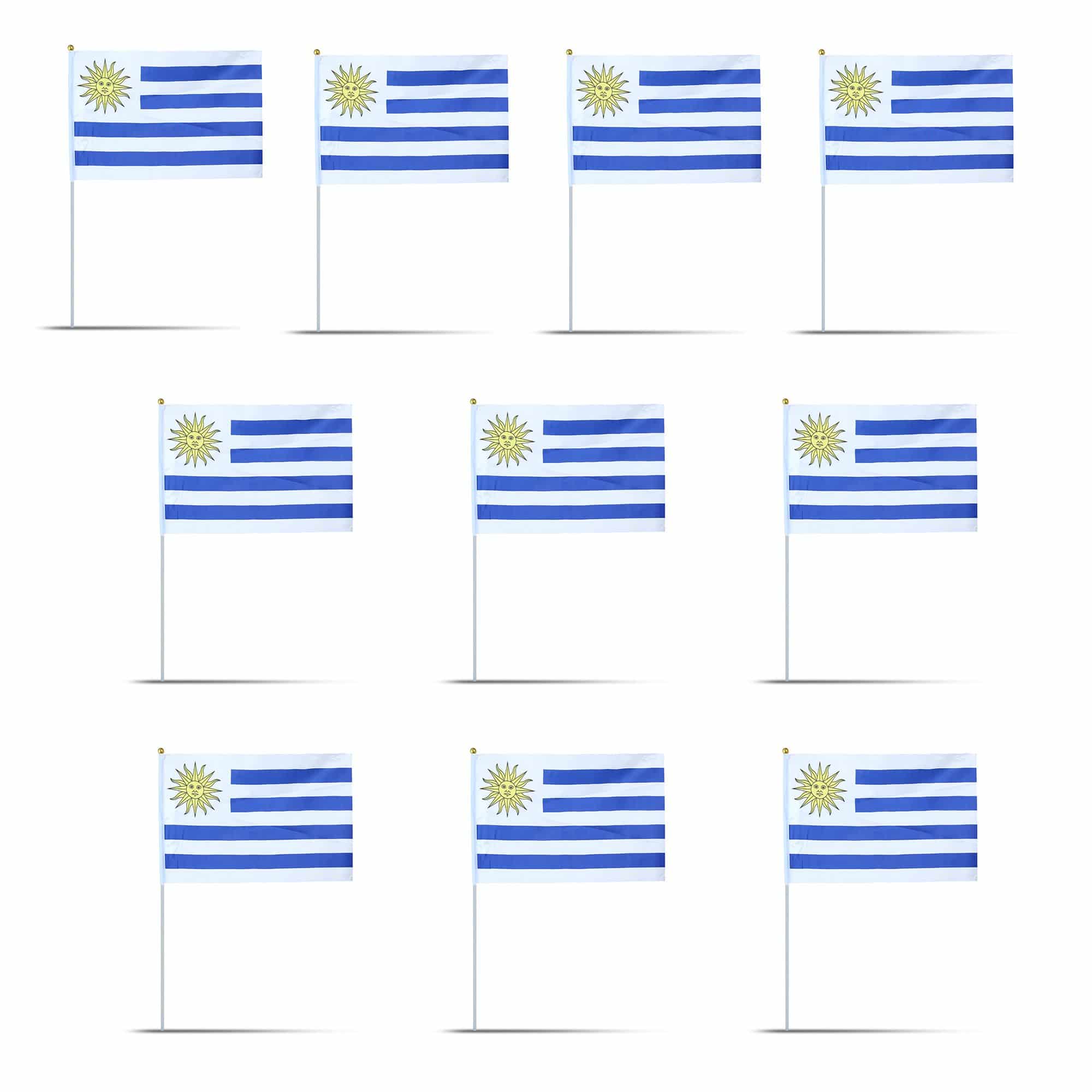 10er Set Fahne Flagge Winkfahne "Uruguay" Handfahne EM WM