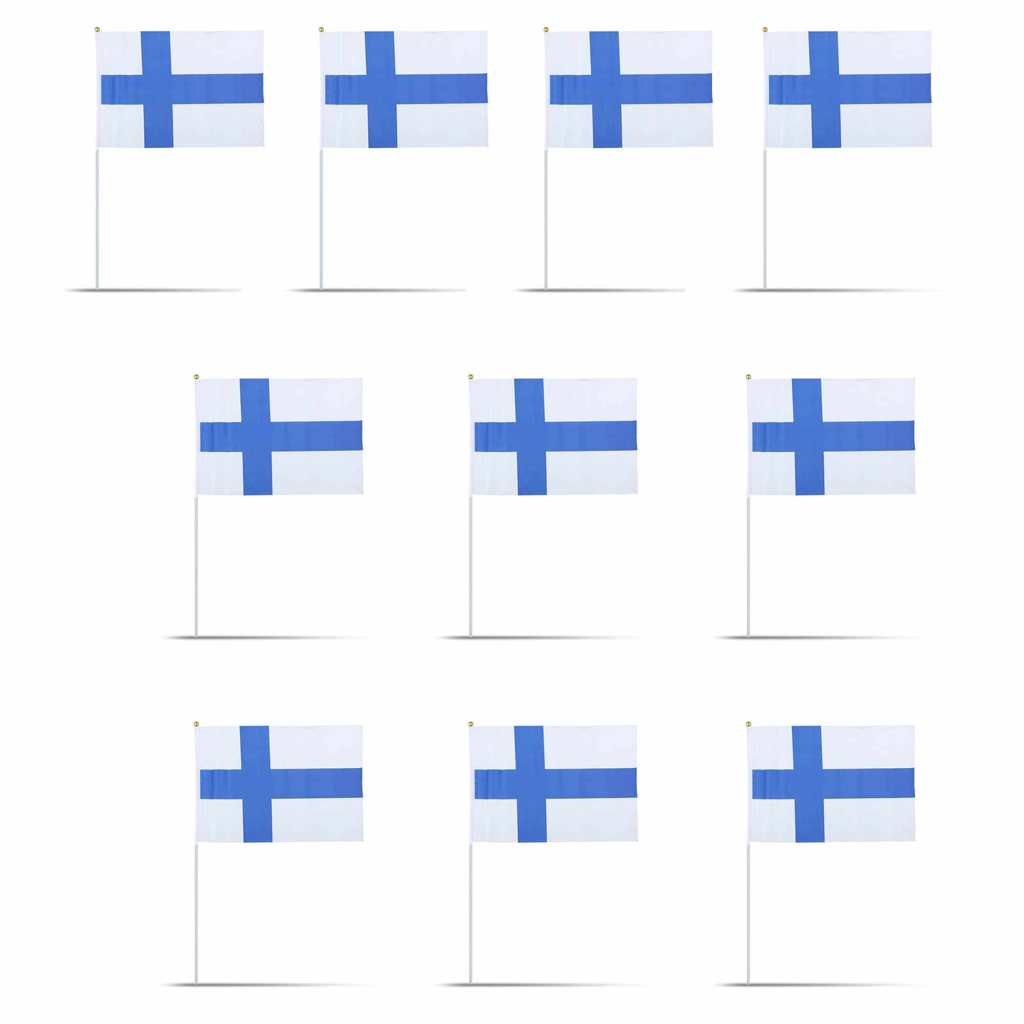 10er Set Fahne Flagge Winkfahne "Finnland" Finland Handfahne EM WM