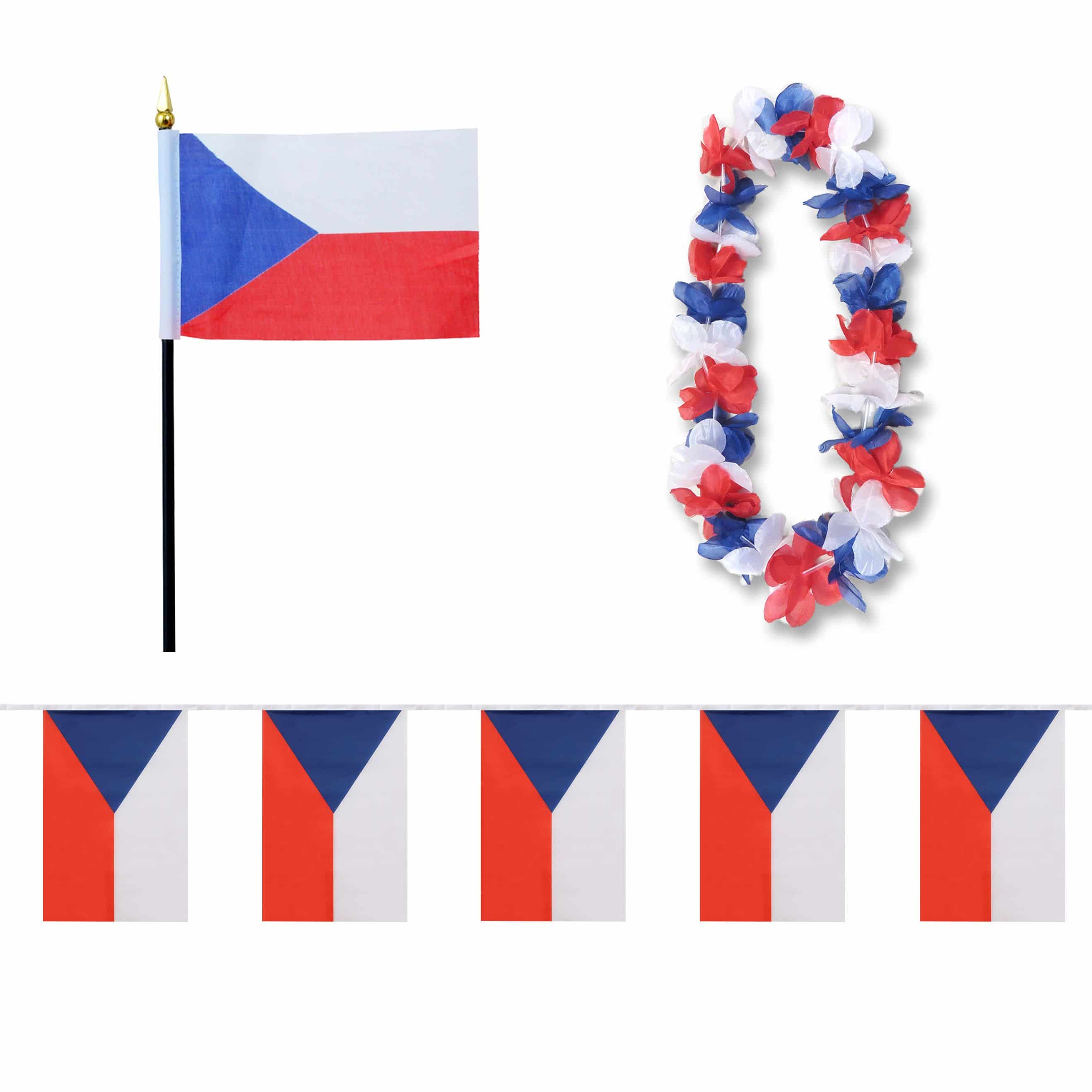 FANSET EM Fußball "Tschechien" Czech Republic Girlande Mini Hand Flagge Hawaiikette