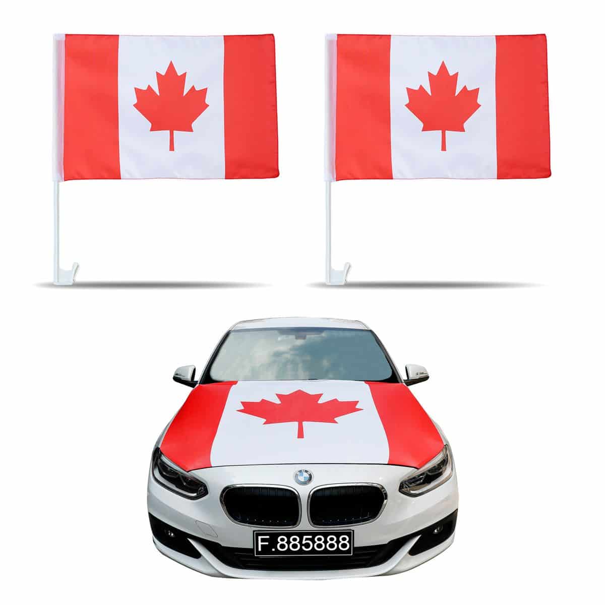 Auto Fan Set Kanada Fan-Set-10 – Motorhaubenfahne & Fensterfahnen (2 Varianten)