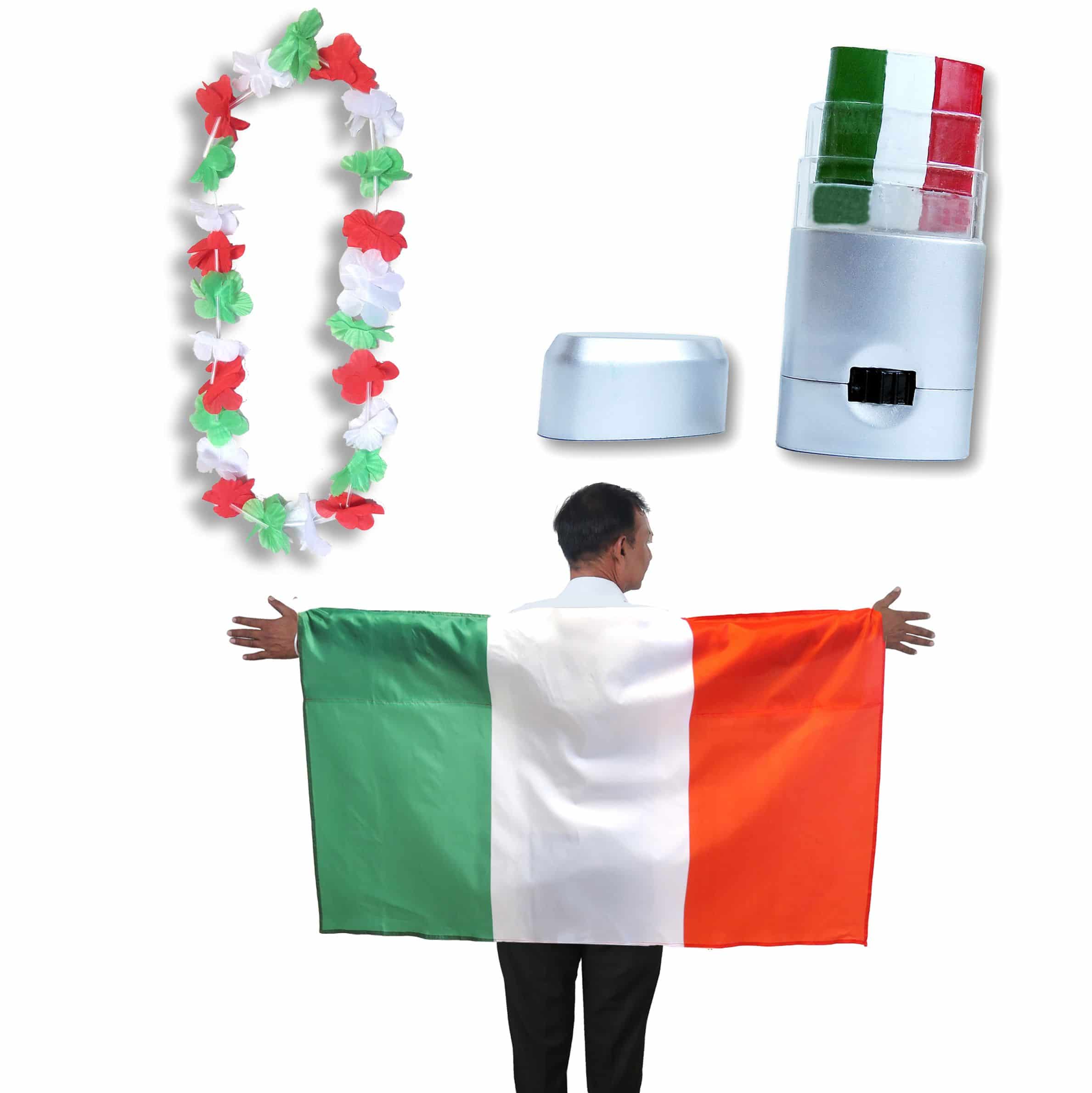 Fan-Paket EM "Italien" Italy Fanset Fußball Hawaiikette Schminkstift Poncho